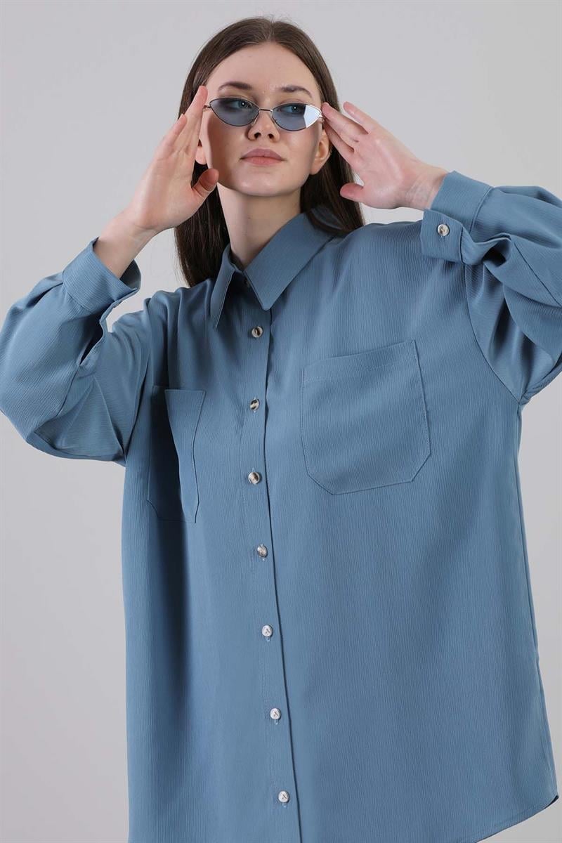 Oversize Gömlek Açık Mavi