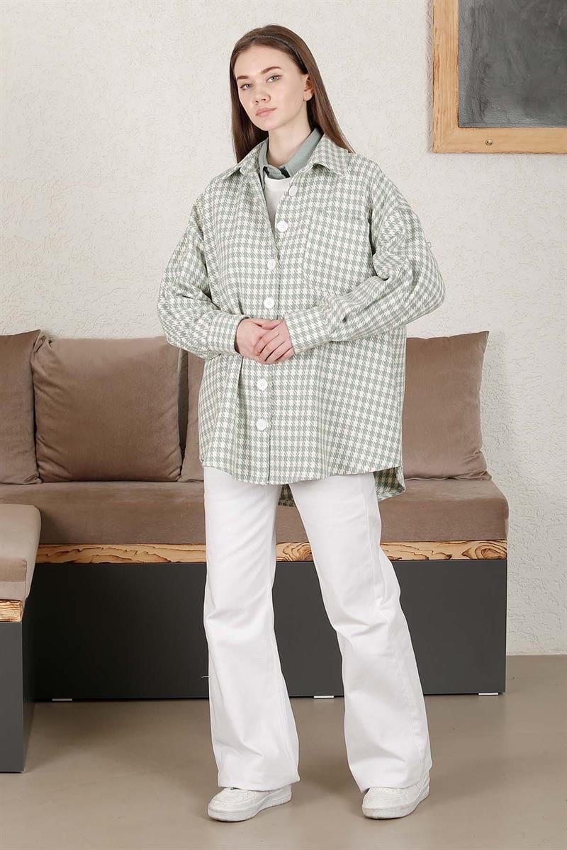 Pötikareli Oversize Gömlek Mint