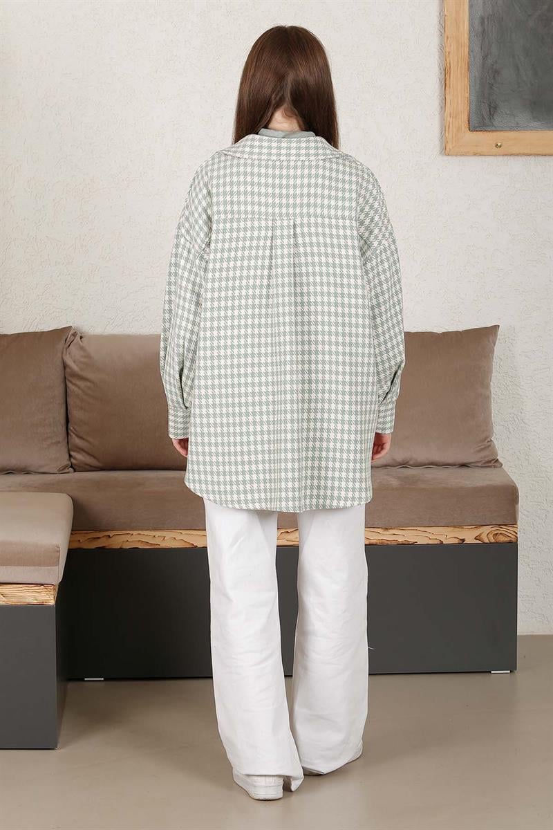 Pötikareli Oversize Gömlek Mint