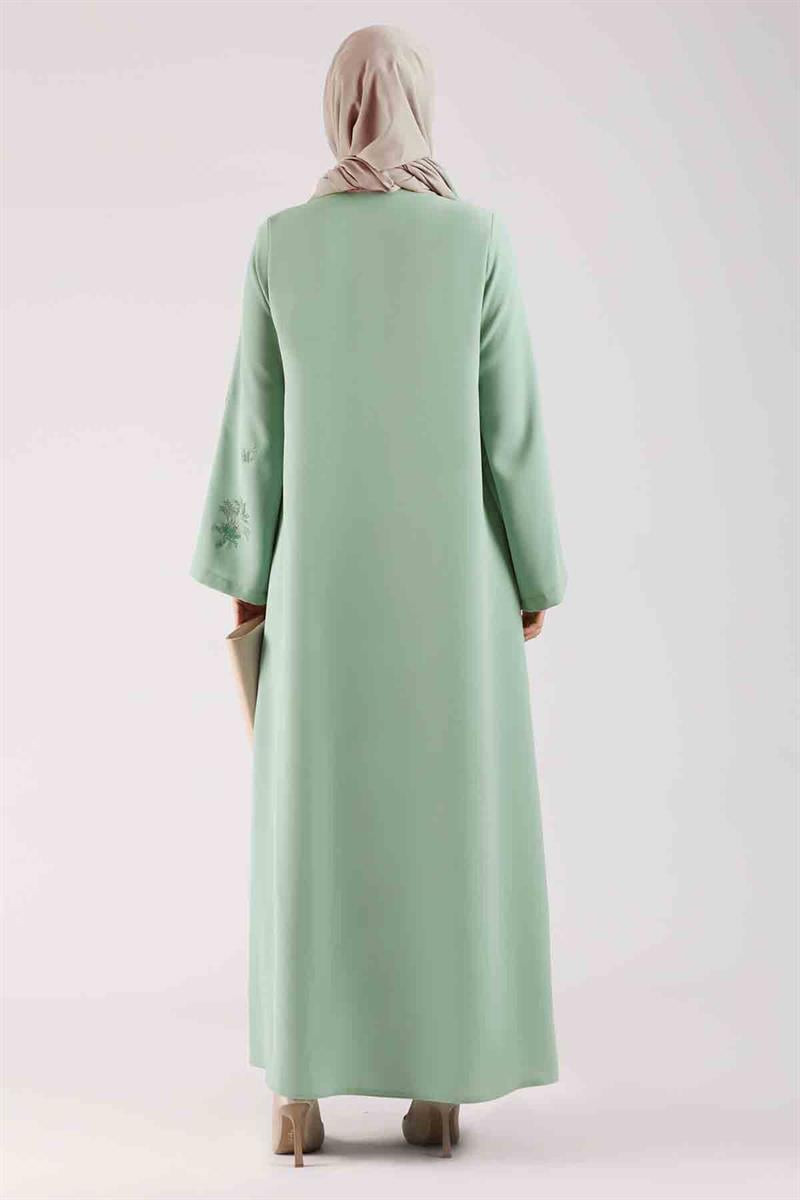Taş Baskılı Abaya Mint
