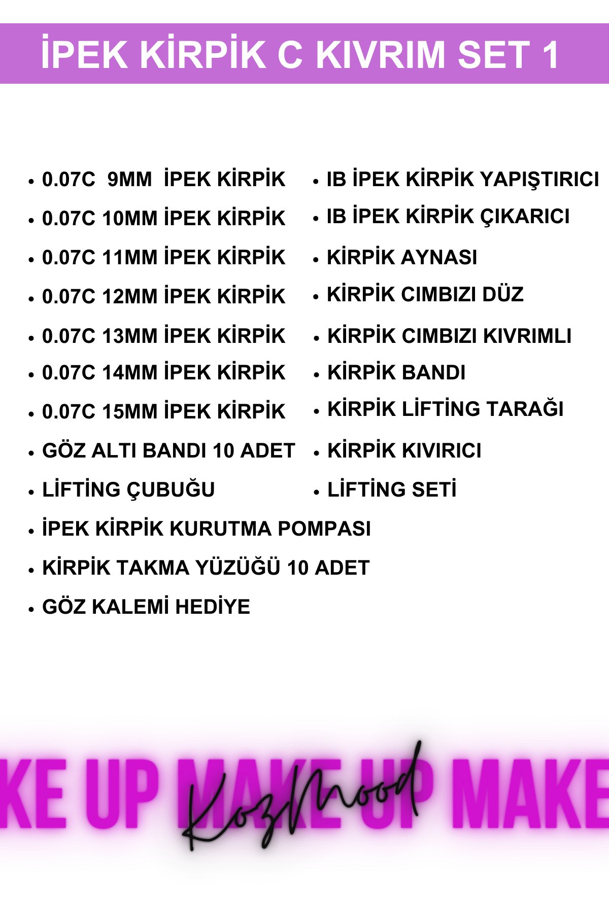 İpek Kirpik C Kıvrım Set 1 | Profesyonel Takma İpek Kirpik SetiKocaman Kozmetik