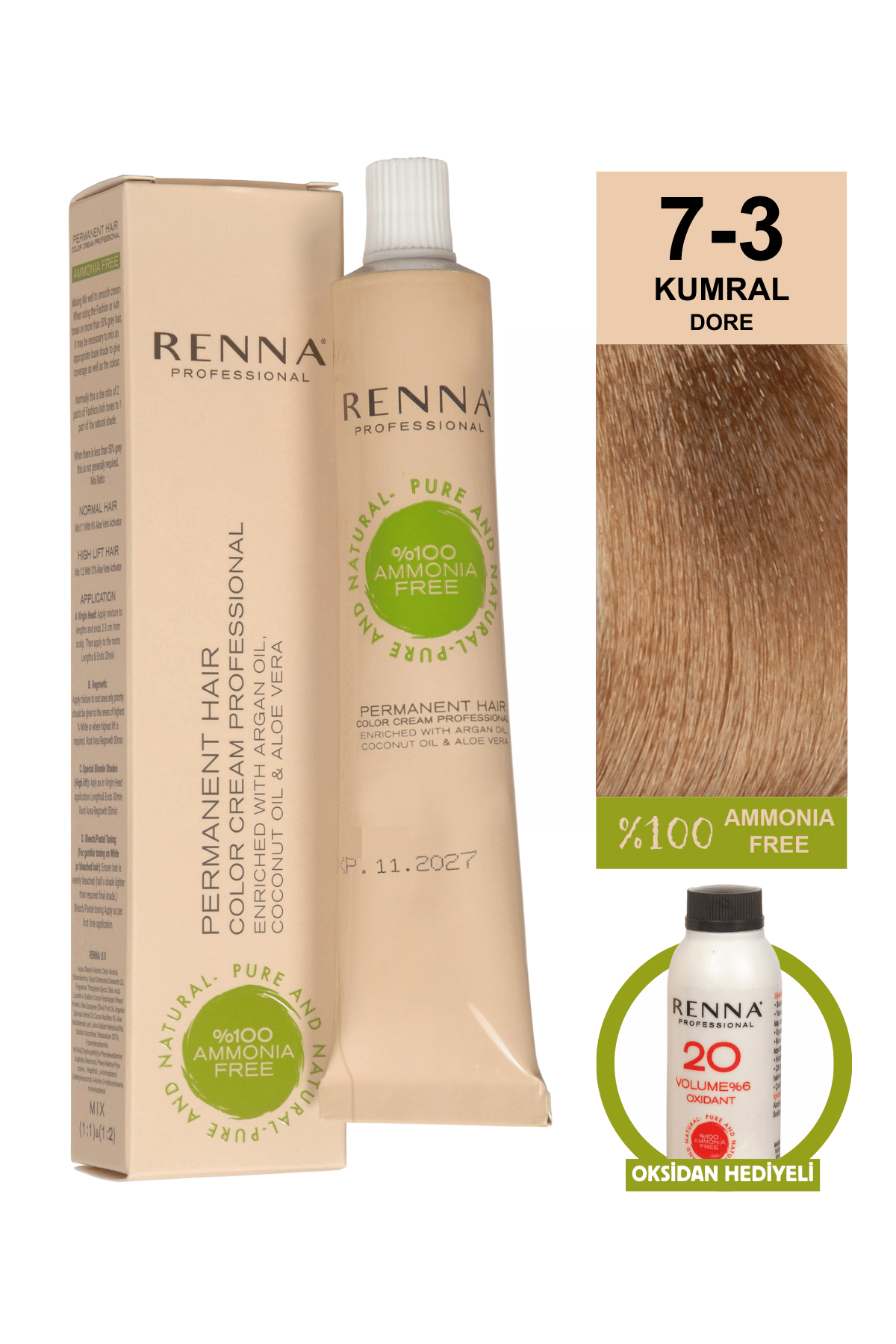 Renna Bitkisel Saç Boyası 7.3 Kumral Dore 60 MlRenna