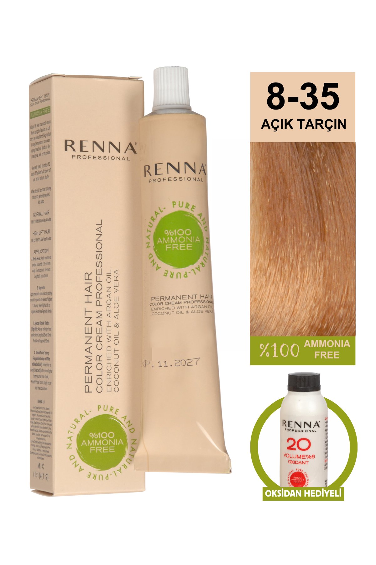 Renna Bitkisel Saç Boyası 8.35 Açık Tarçın 60 MlRenna