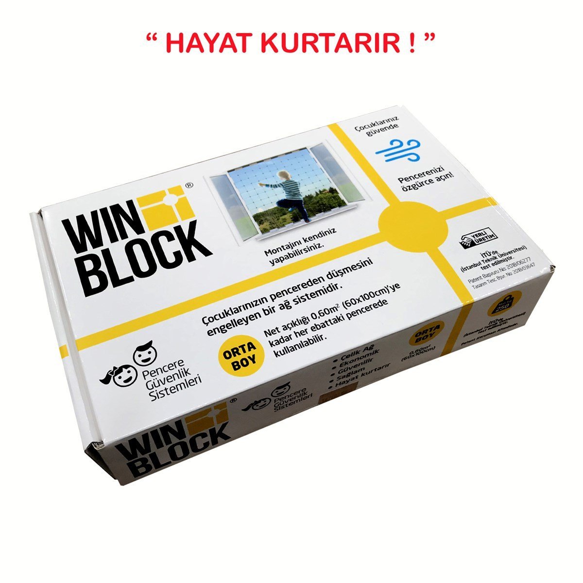 ORTA BOY - WINBLOCK Çocuklar için Pencere Çelik Güvenlik Ağı – Yeni Nesil Pencere Korkuluk Sistemi
