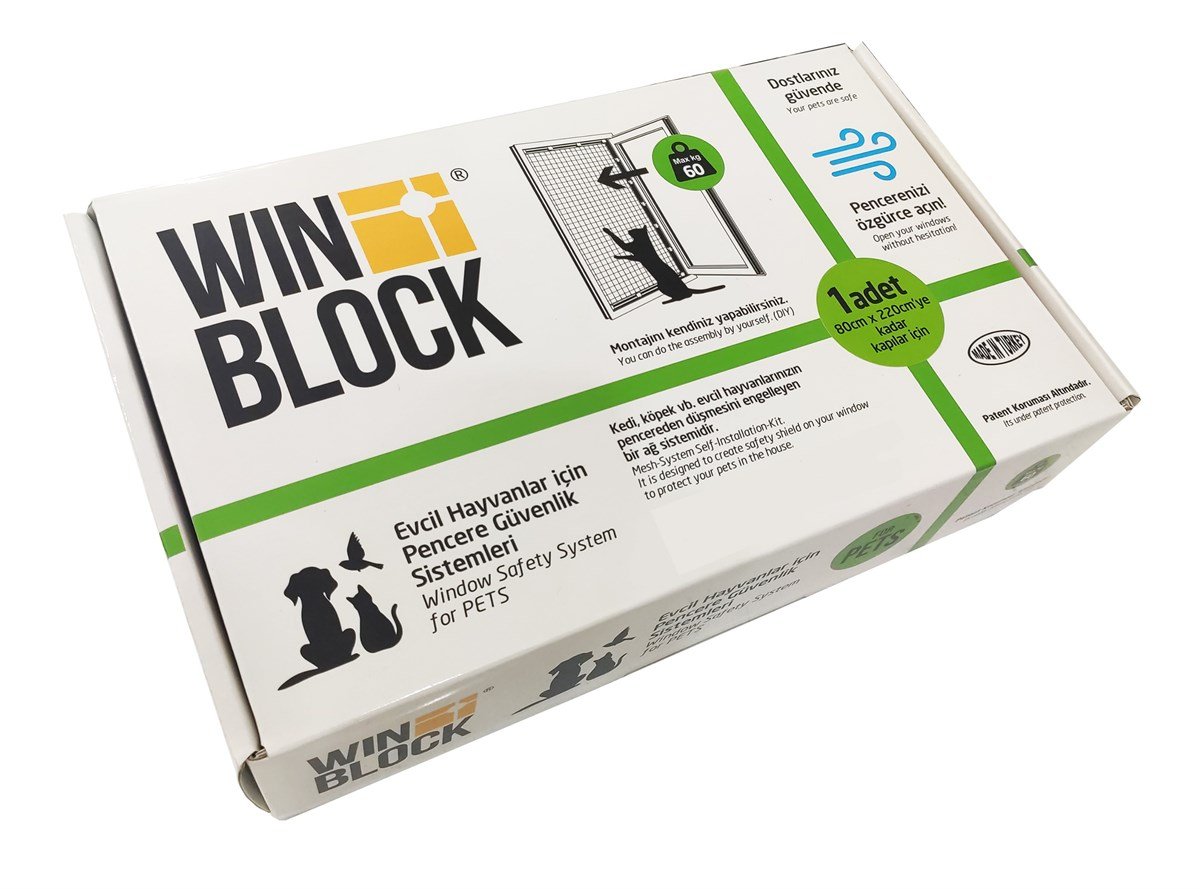 WINBLOCK PETS – Kediler için Pencere Güvenlik Ağı, Kedi Filesi Sistemi – FRANSIZ BALKON KAPISI
