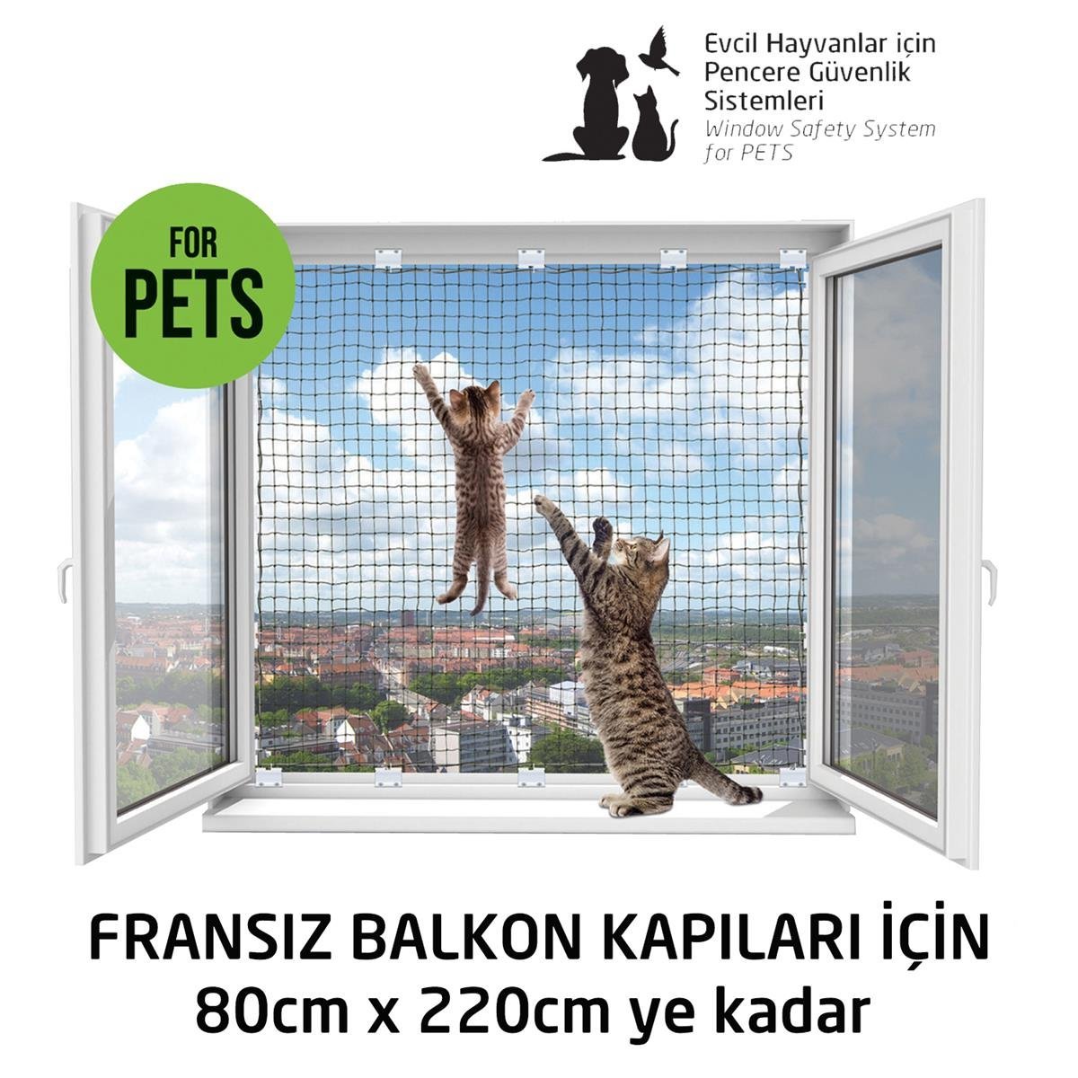 Kediler için Pencere Güvenlik Ağı, Kedi Filesi Sistemi – FRANSIZ BALKON KAPISI