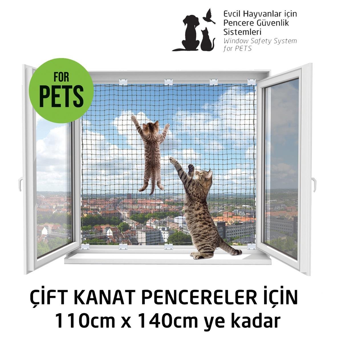 Kediler için Pencere Güvenlik Ağı, Kedi Filesi Sistemi – ÇİFT KANAT KUTU