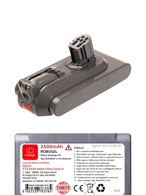 Dyson V12C SV30 Detect Slim Click-In Uyumlu Pil Paketi / Bataryası DysV12C-SV30-01