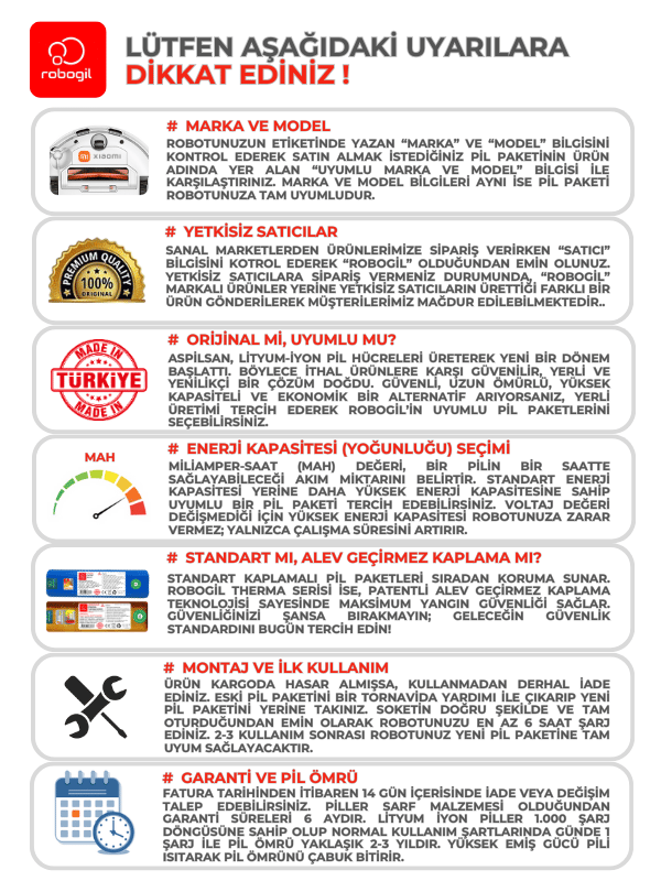 Liectroux C30B 3200mAh Therma Serisi Alev Geçirmez Kaplamalı Uyumlu Robot Süpürge Bataryası T.A3205BS-Lie-001 Sıra:395
