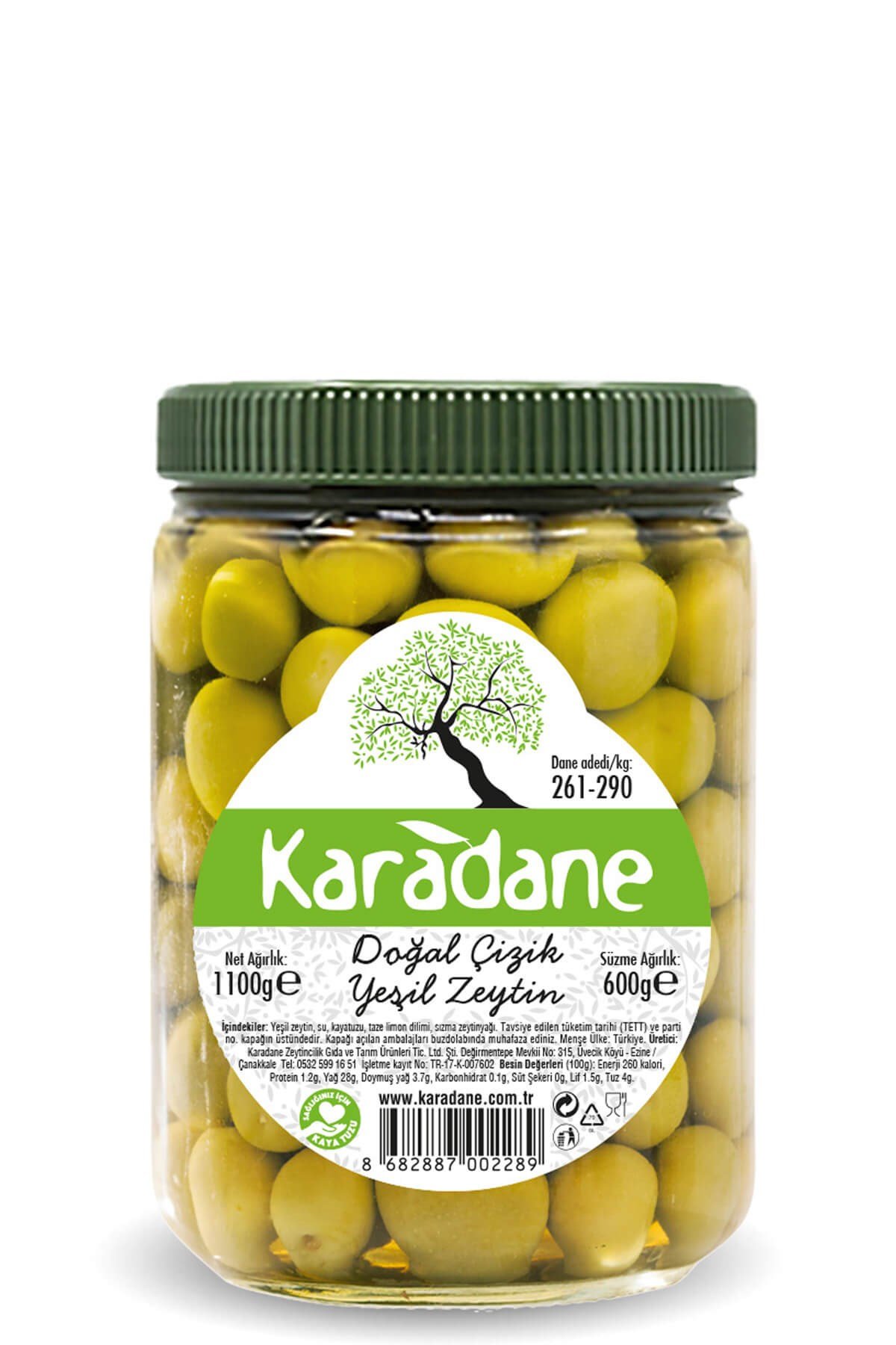 Çizik Yeşil Zeytin M 261-290 Kalibre - 600g
