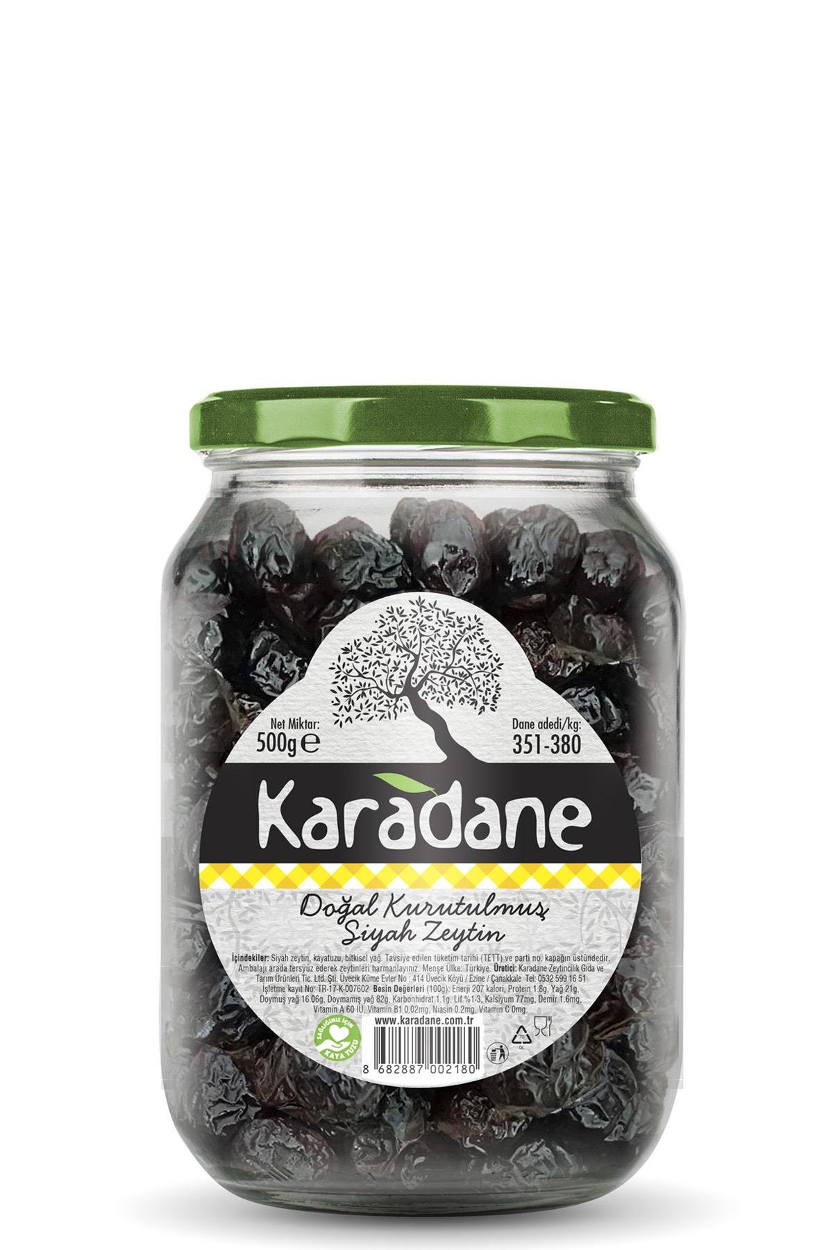 Doğal Kurutulmuş Siyah Zeytin Sarı Pötikare 500g