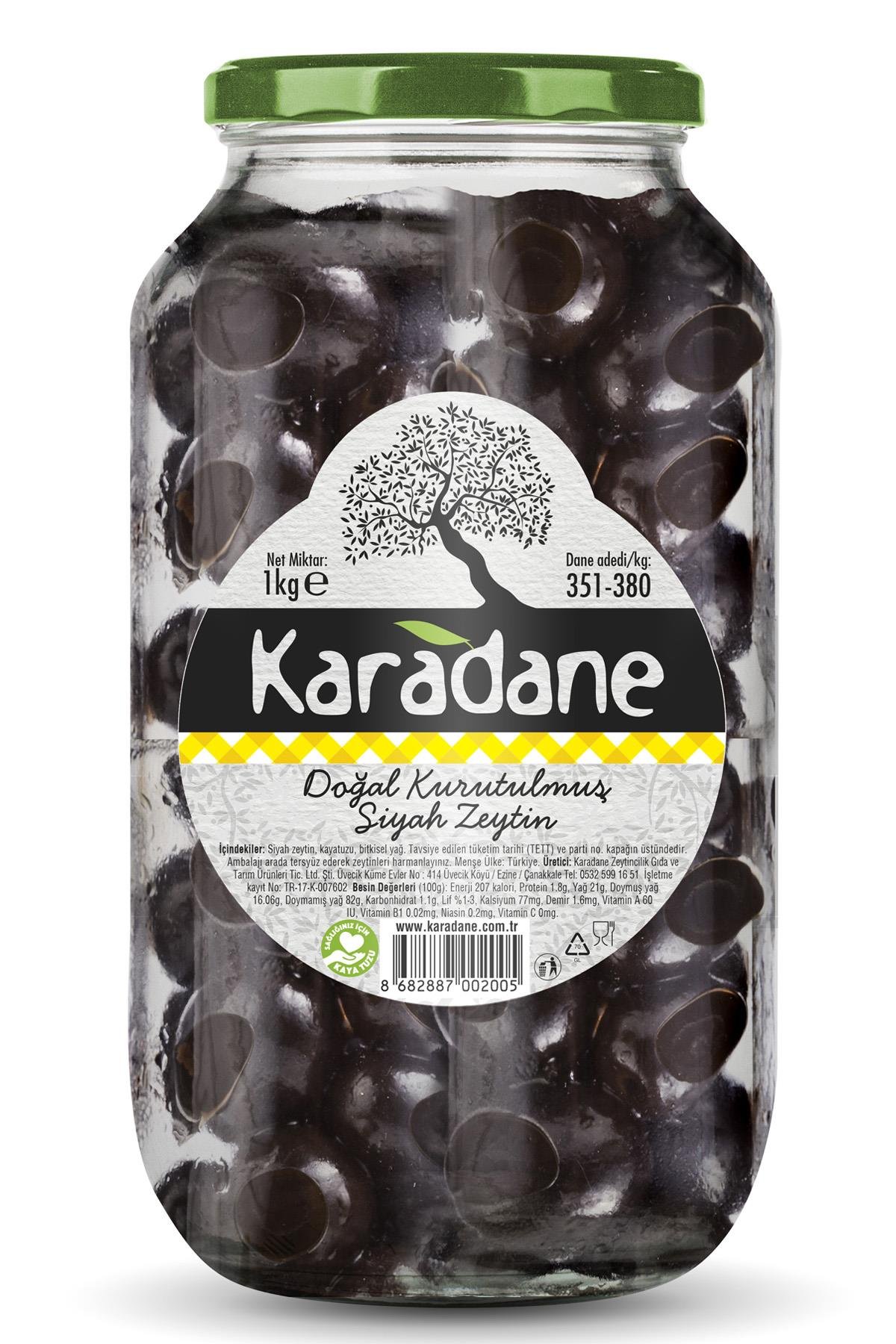 Doğal Kurutulmuş Siyah Zeytin Sarı Pötikare 1kg