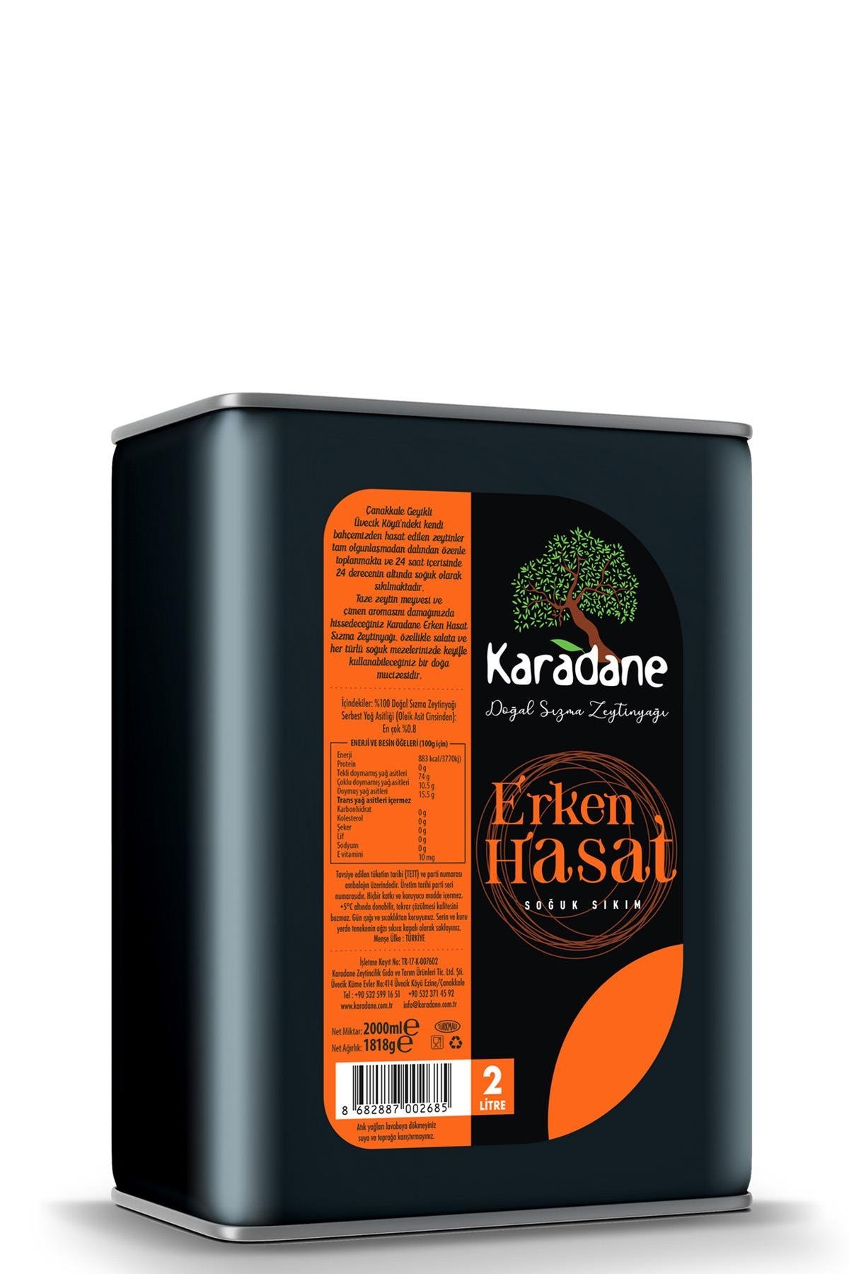 Erken Hasat Soğuk Sıkım Sızma Zeytinyağı 2LT Teneke