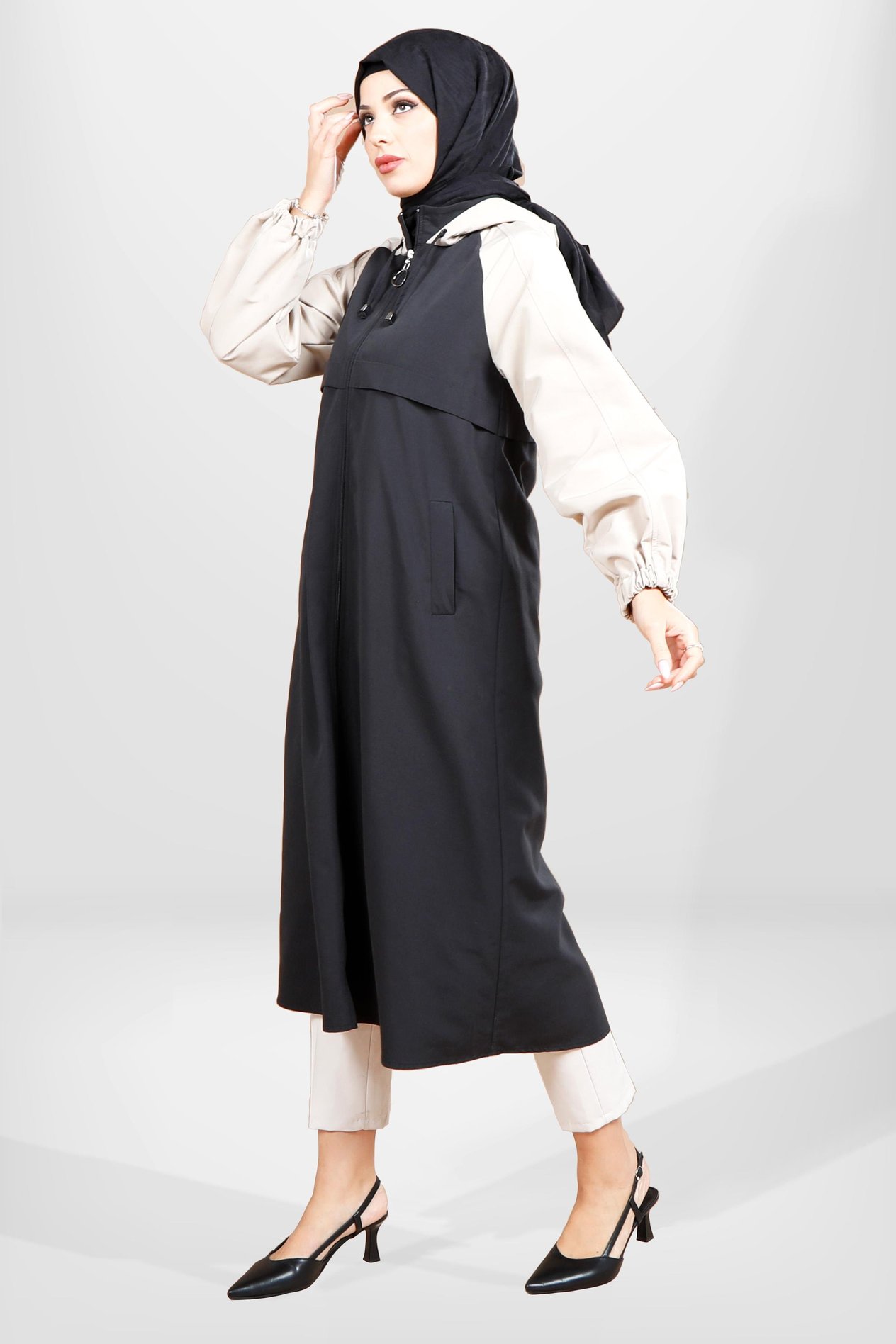 Beyza-3808 TRENÇ SİYAH