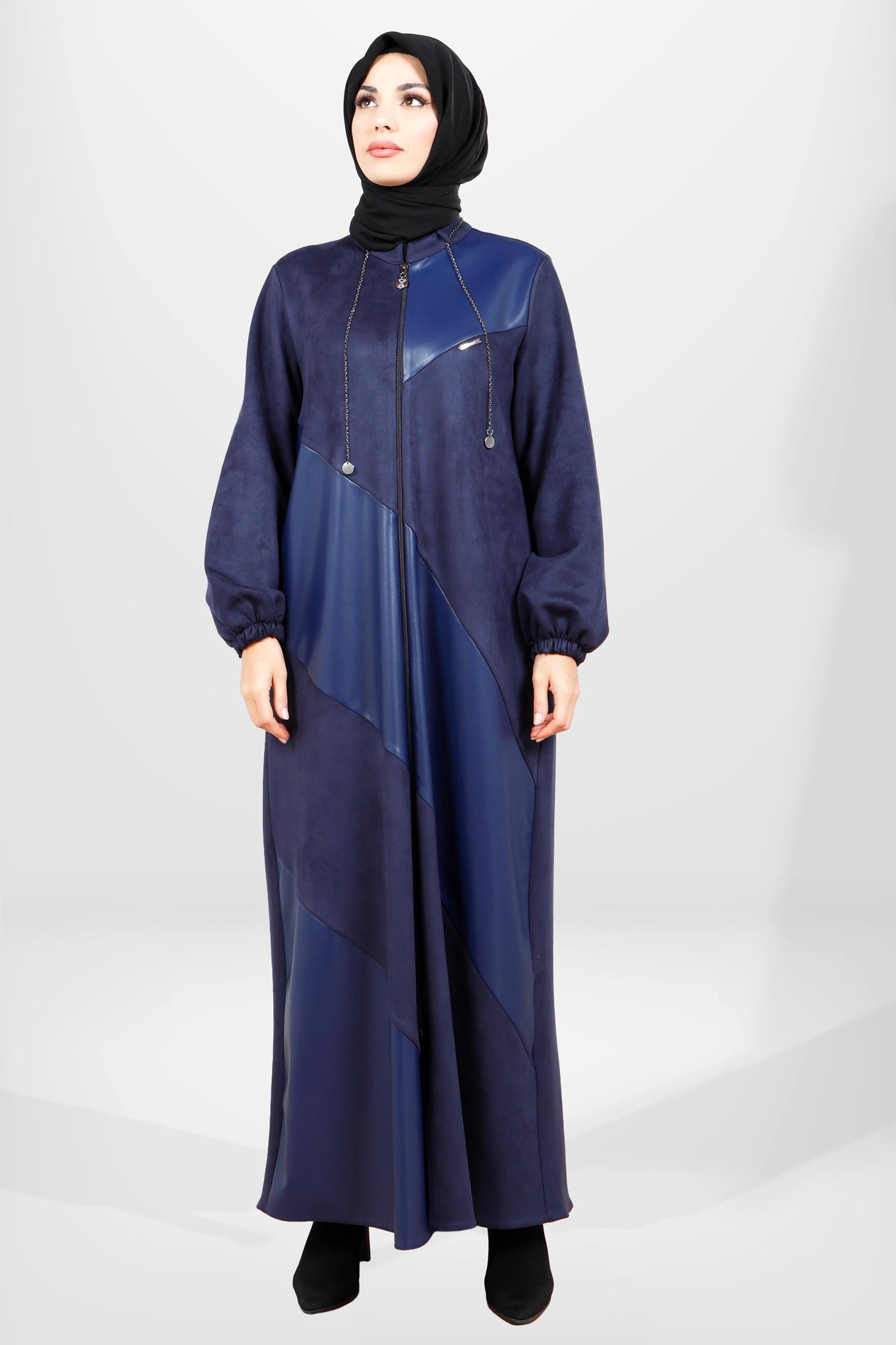 Beyza-3823 DERİ SÜET FERACE LACİVERT SÜET