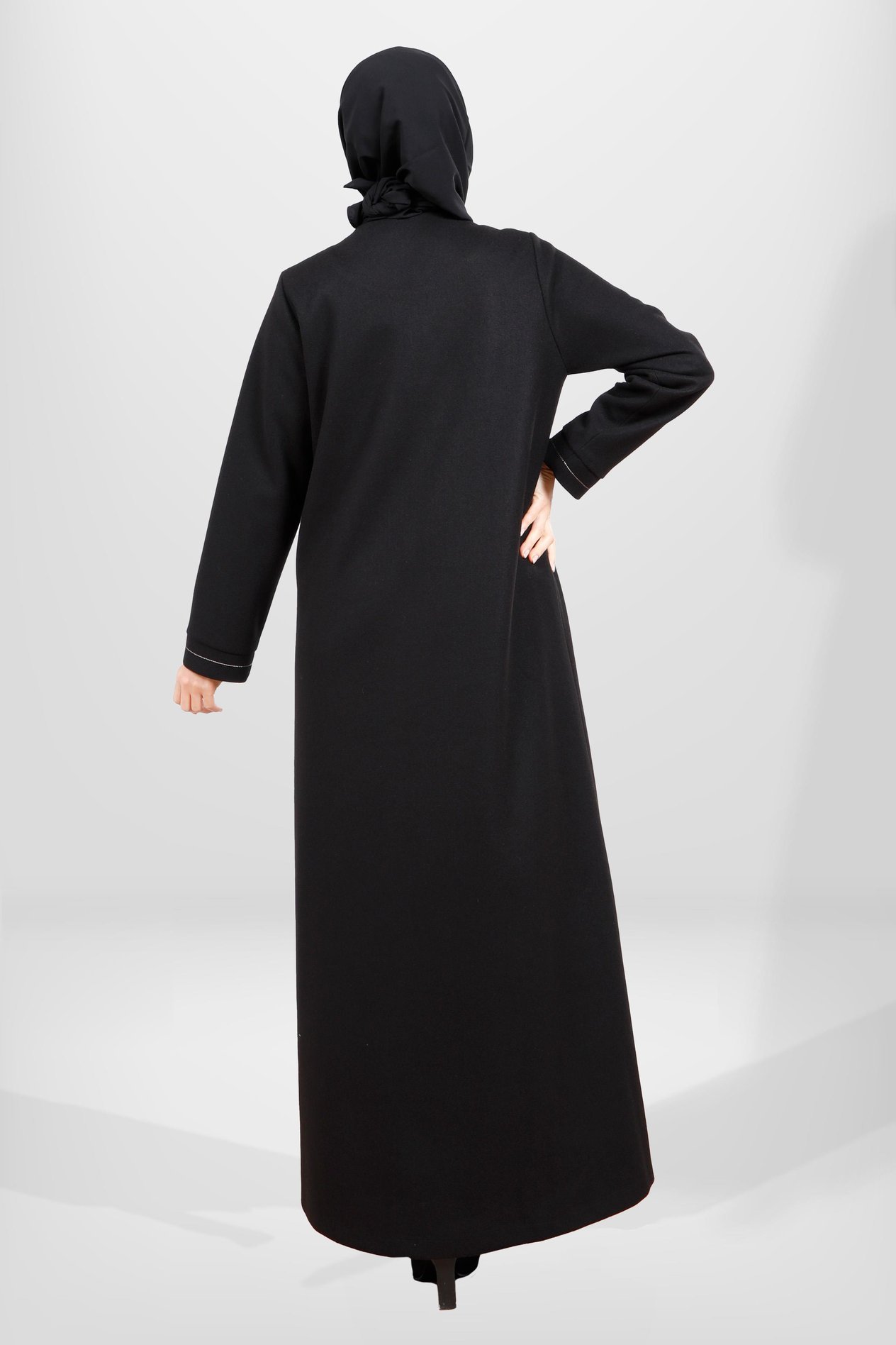 Beyza-3825 KAŞE MANTO SİYAH