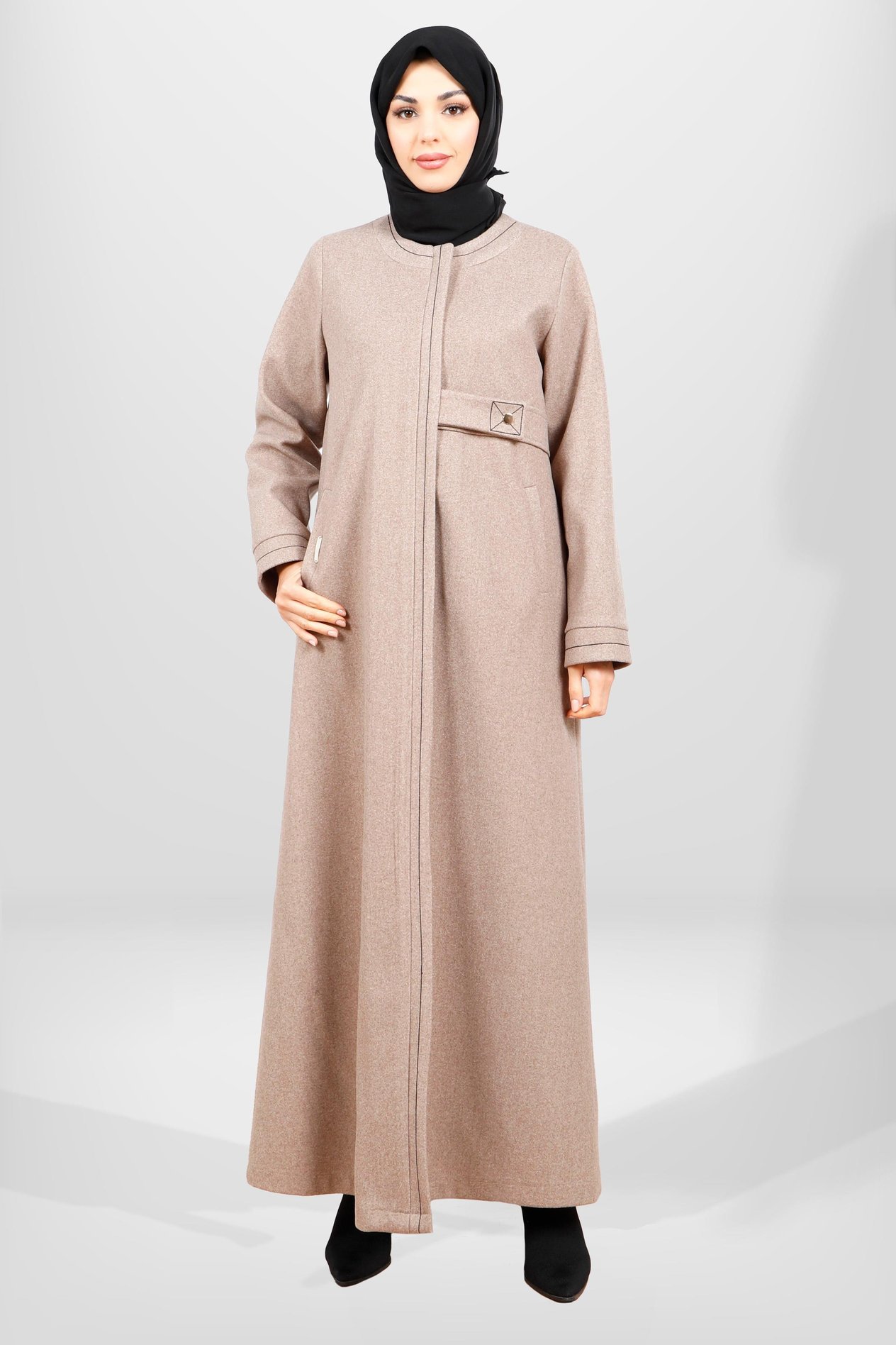 Beyza-3825 KAŞE MANTO VİZON