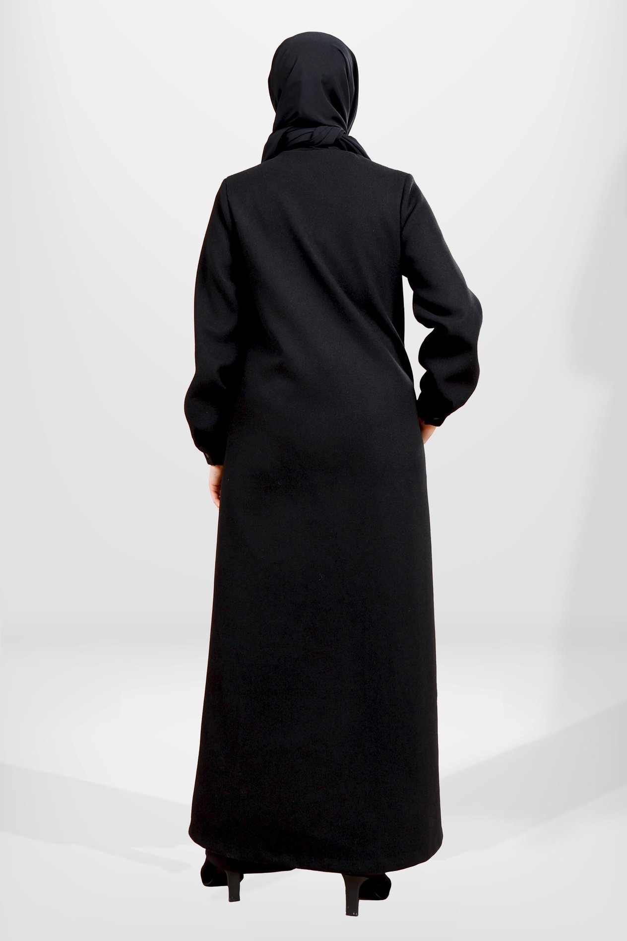 Beyza-3826 MANTO SİYAH KAŞE