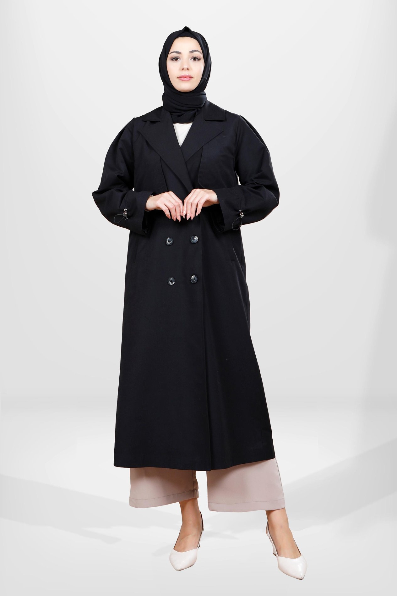 Beyza-3838 TRENÇKOT SİYAH