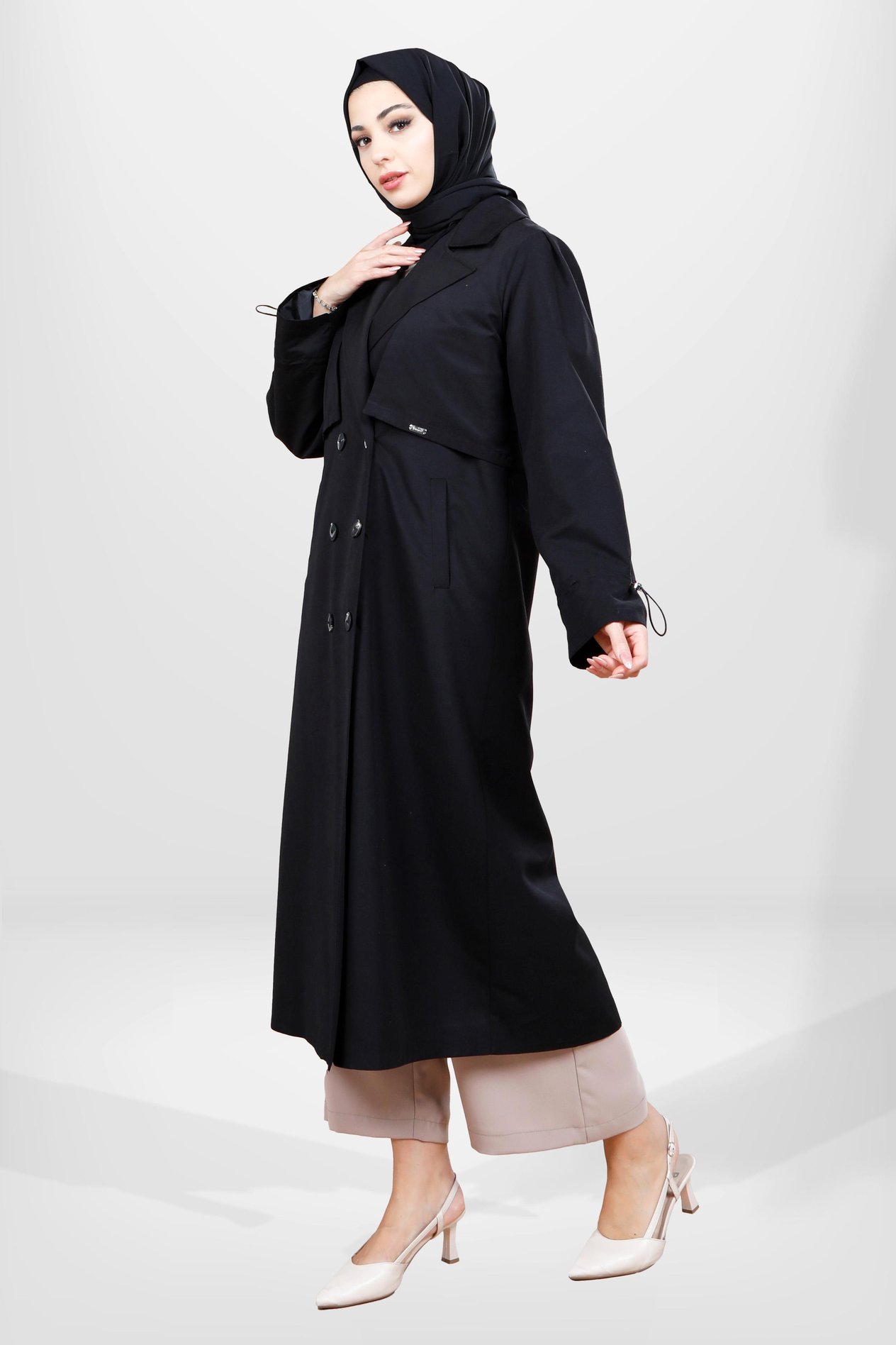 Beyza-3838 TRENÇKOT SİYAH