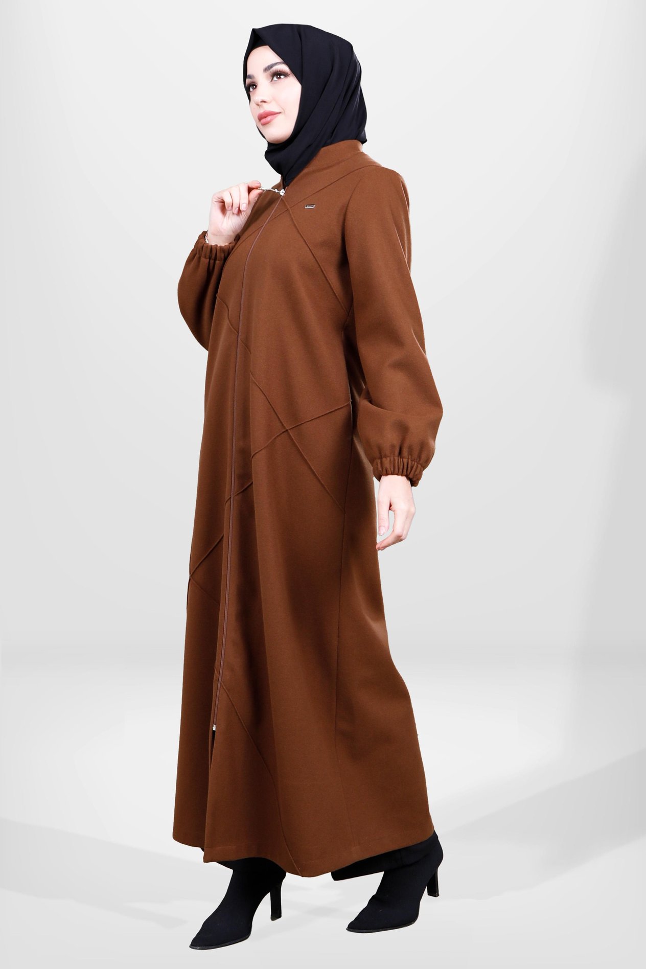 Beyza-3848 KAŞE MANTO KAHVE