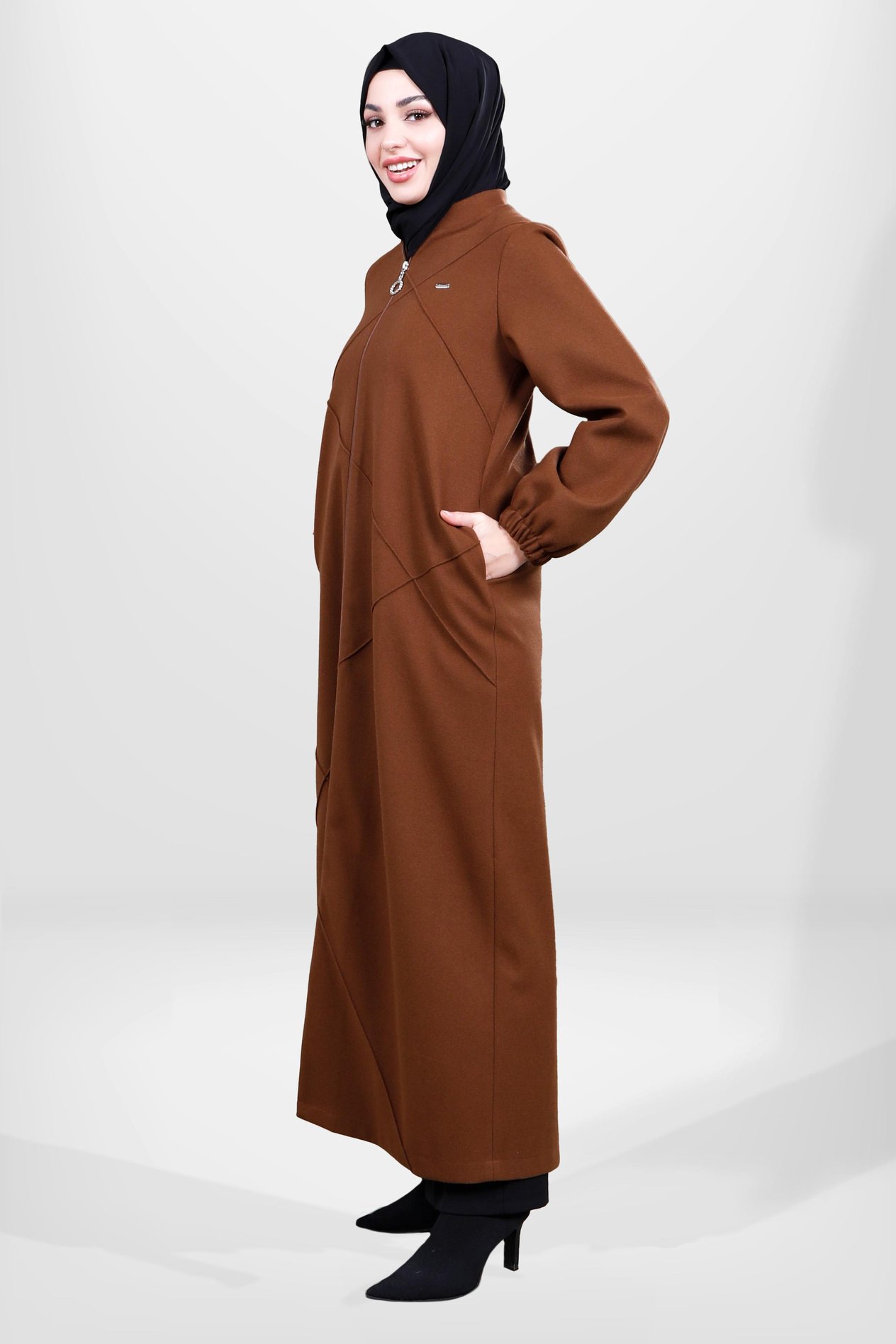Beyza-3848 KAŞE MANTO KAHVE