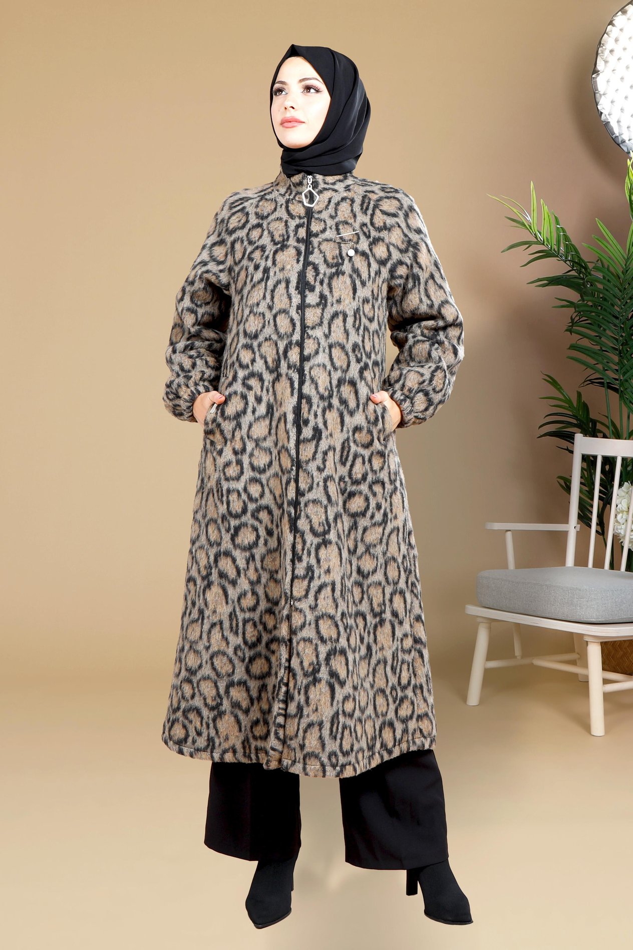 Beyza-3849 PELUŞ KAP LEOPAR DESENLİ