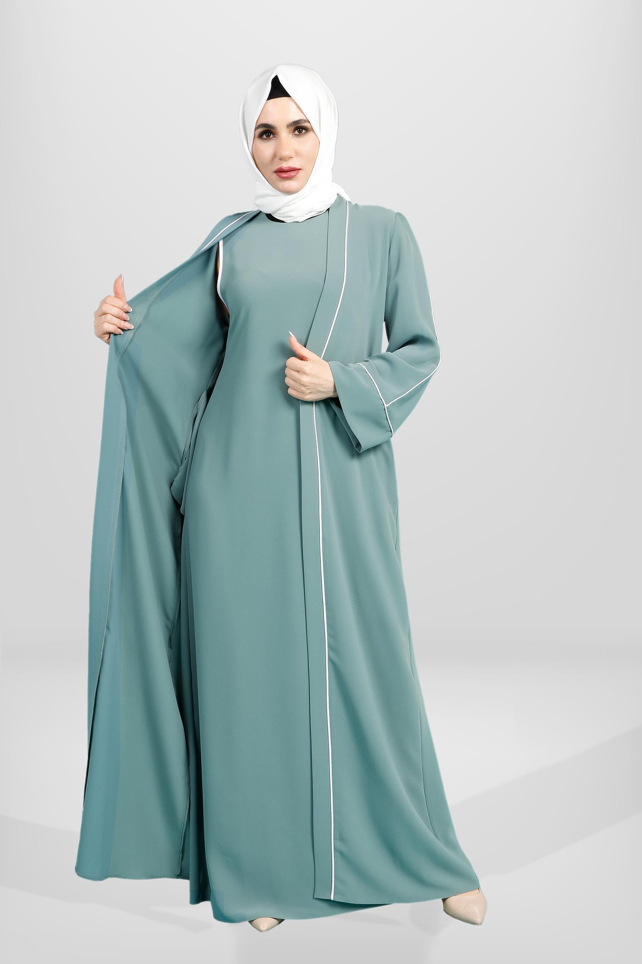 Beyza-3863 ABAYA TAKIM MİNT