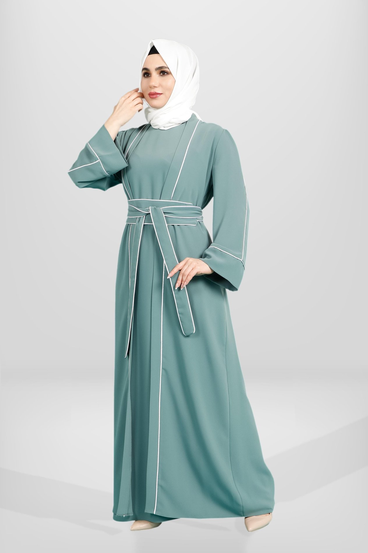 Beyza-3863 ABAYA TAKIM MİNT