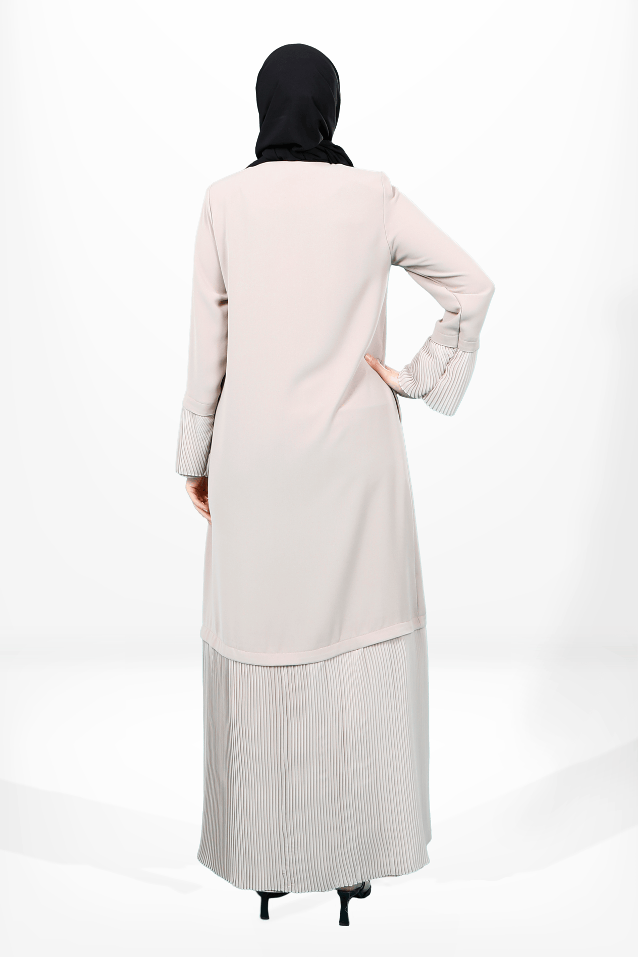 Beyza-3874 FERACE ŞİFON PLİSELİ TAŞ