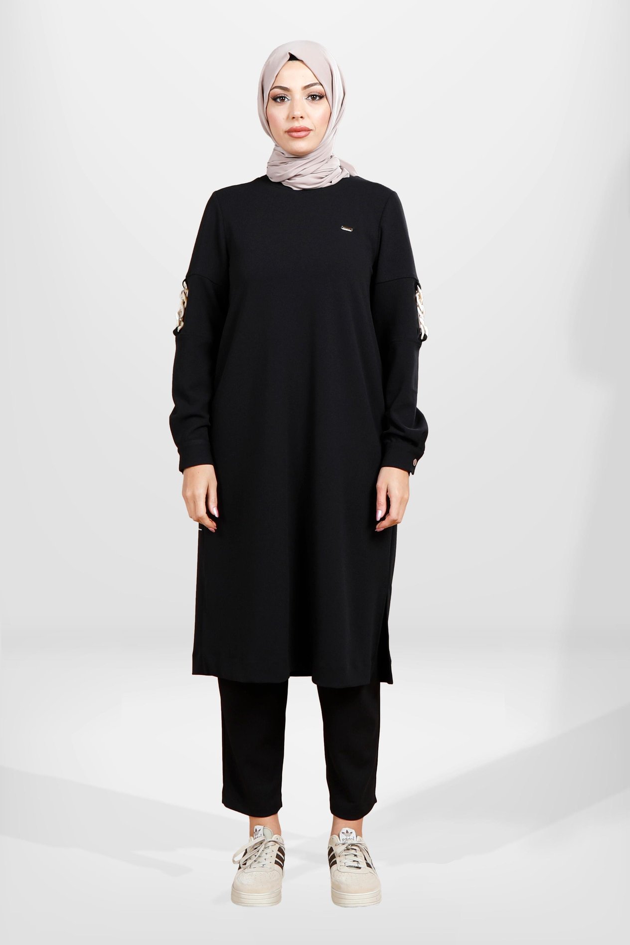 Beyza-4062 TUNİK PANTOLON 2Lİ TK SİYAH
