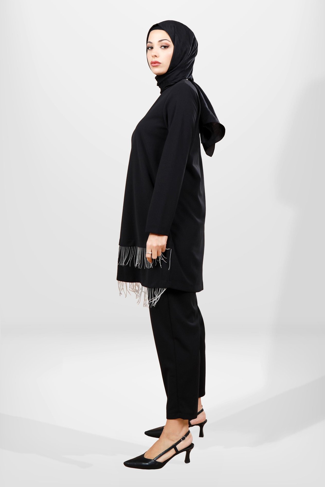 Beyza-4063 TUNİK PANTOLON 2 Lİ TK SİYAH