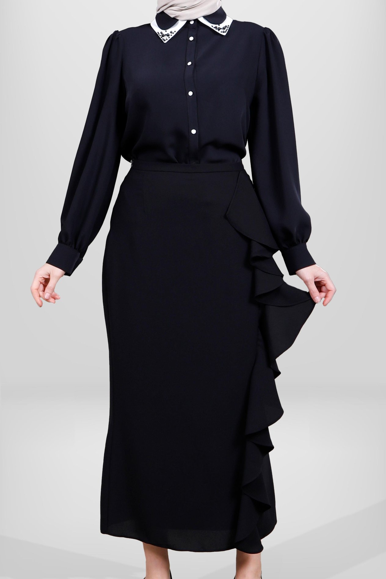 Beyza-4084 ETEK SİYAH KUM KREP