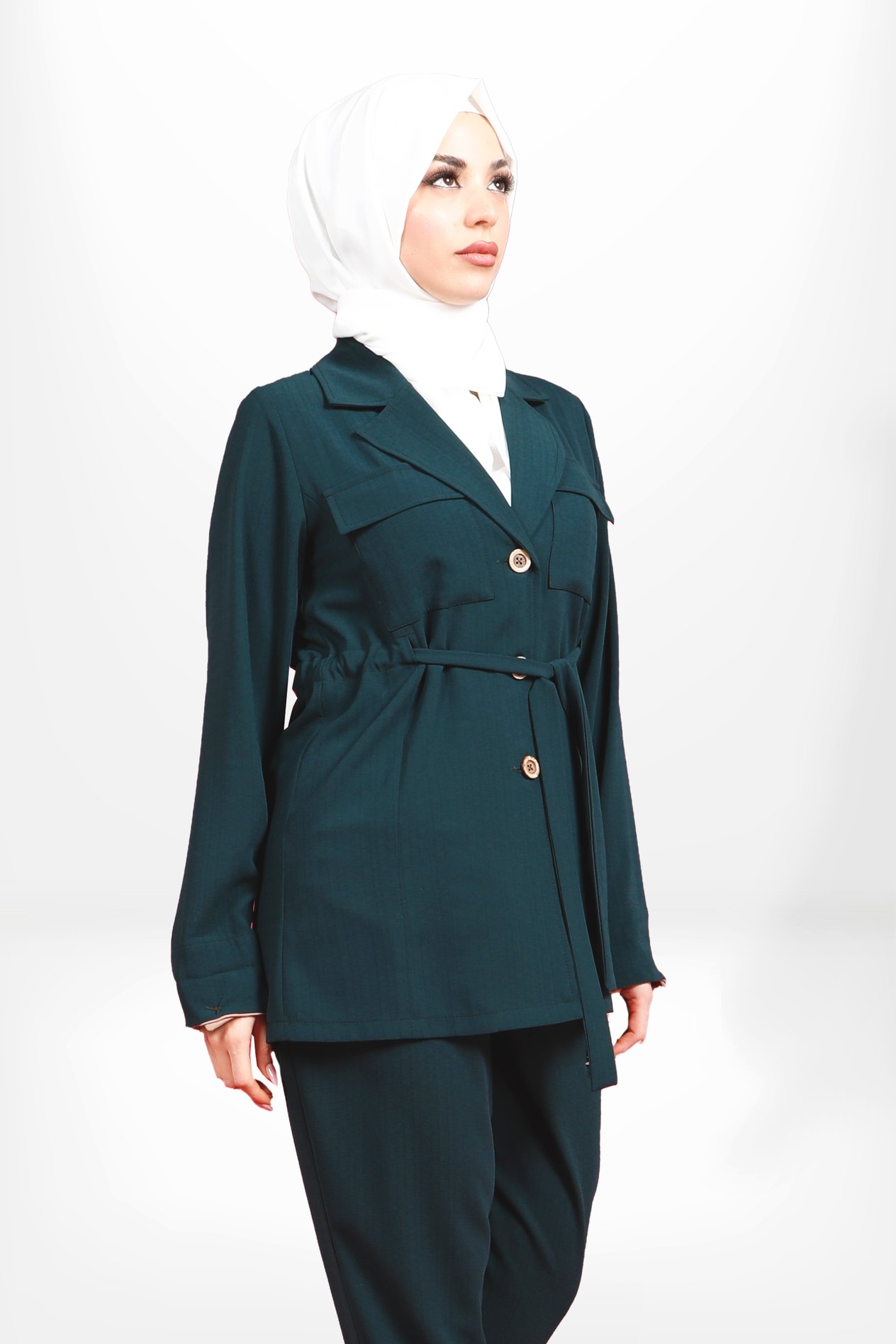 Markasız-4121 Ceket Safari Zümrüt Yeşili Takım