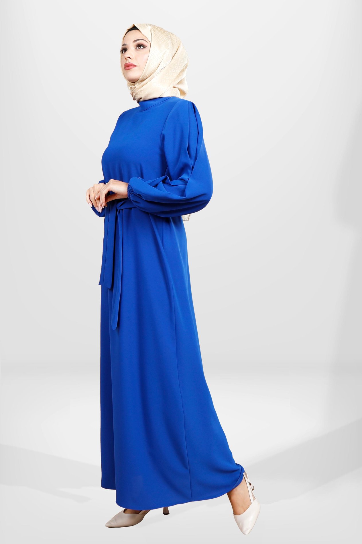 Beyza-5545 ELBİSE SAKS MAVİSİ