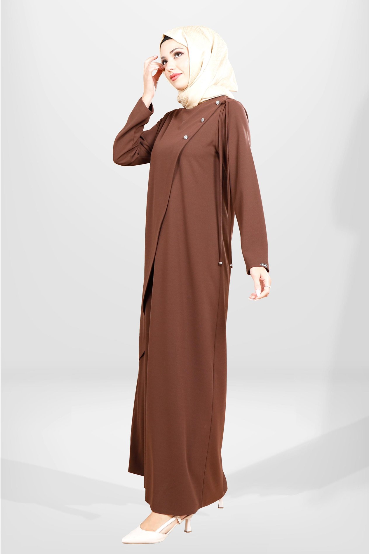 Beyza-5557 ELBİSE KAHVE