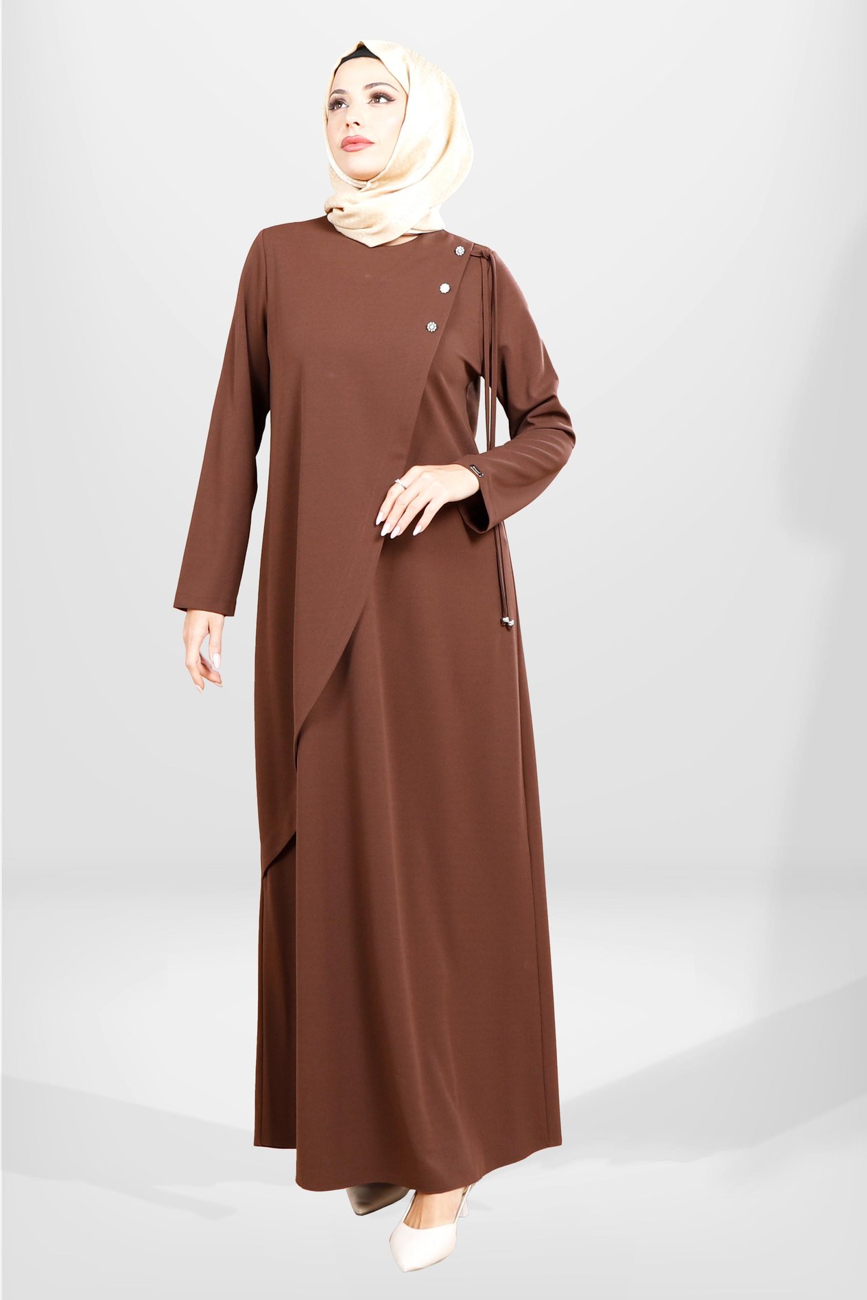 Beyza-5557 ELBİSE KAHVE