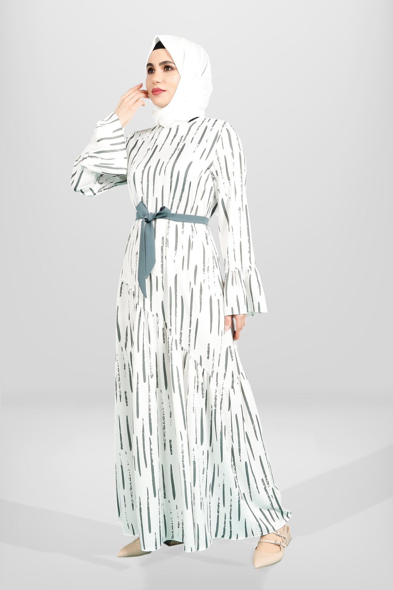 Beyza-5595 ELBİSE DESENLİ YEŞİL