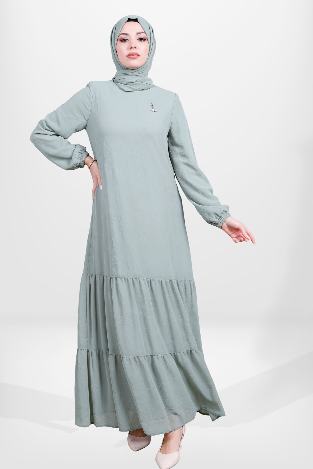 Beyza-5601 ELBİSE YEŞİL