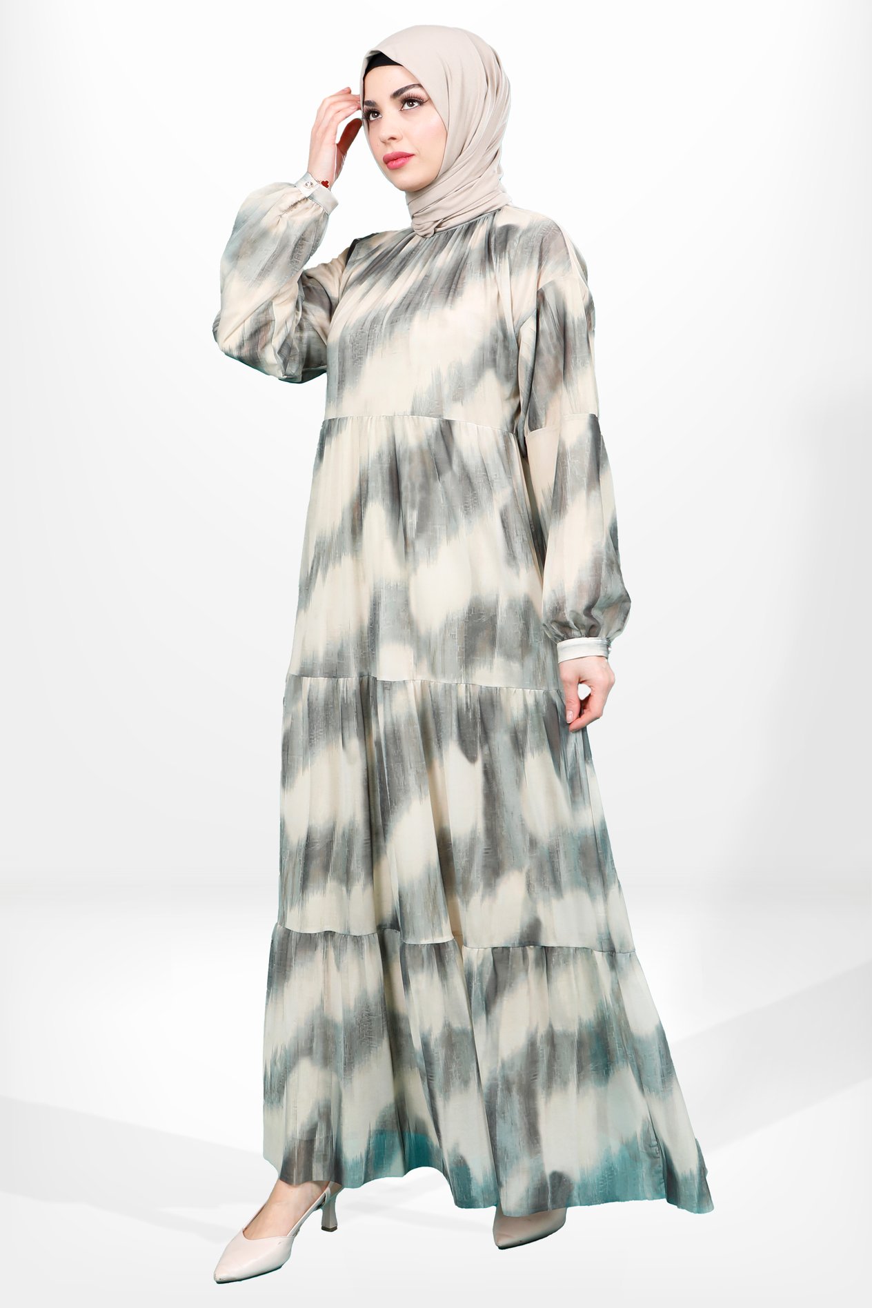 Beyza-5614 ELBİSE TÜL YEŞİL