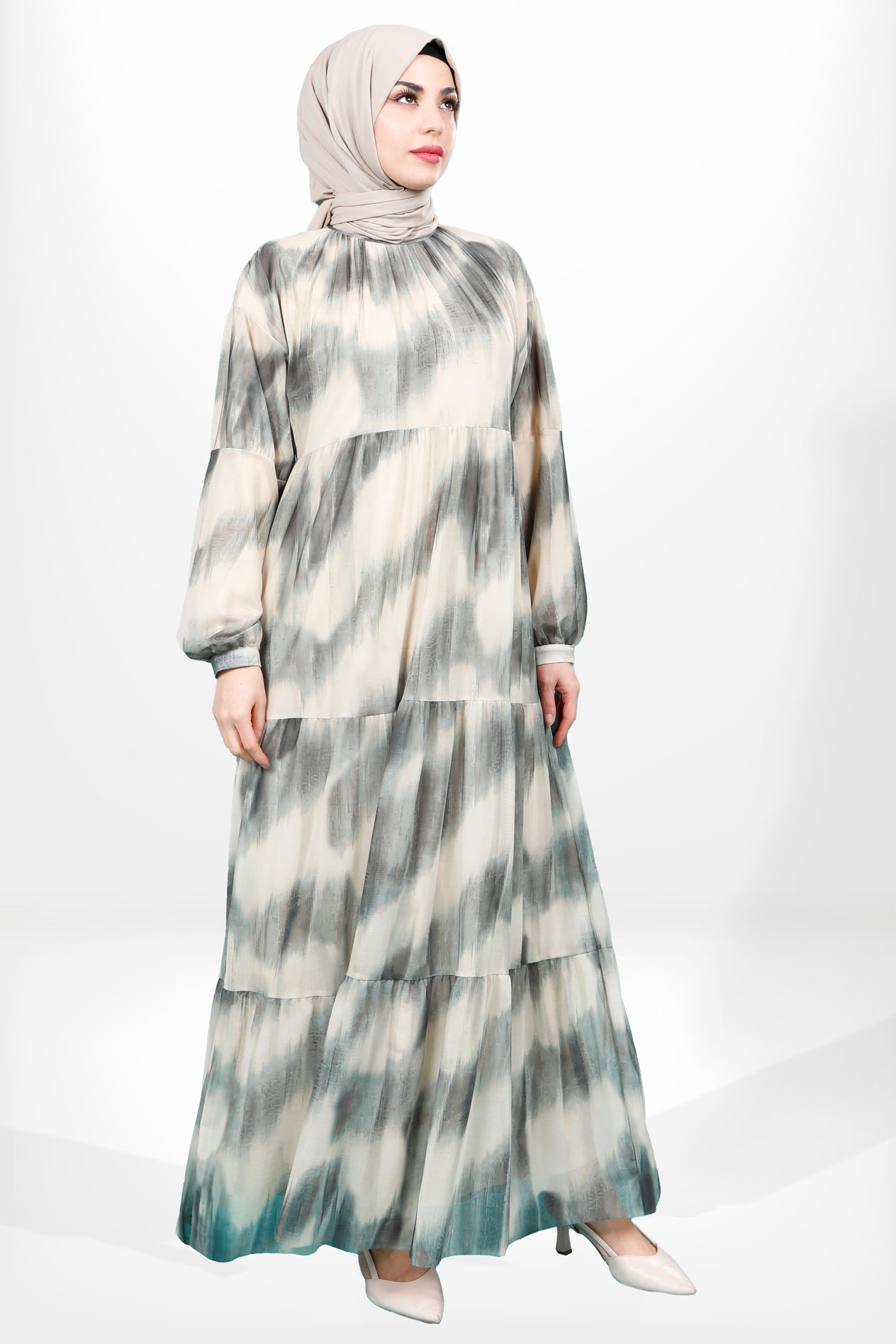 Beyza-5614 ELBİSE TÜL YEŞİL