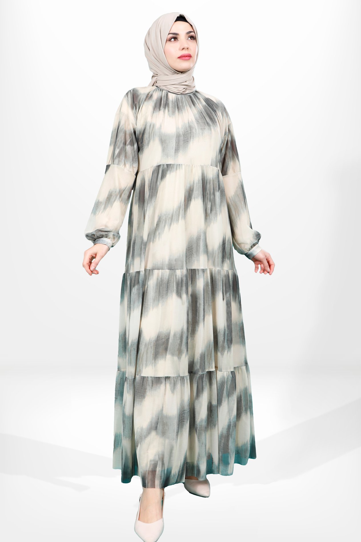 Beyza-5614 ELBİSE TÜL YEŞİL