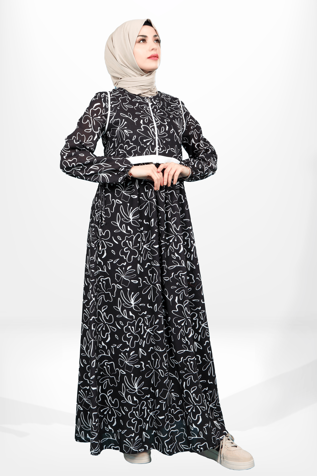 Beyza-5638 ELBİSE DESENLİ SİYAH
