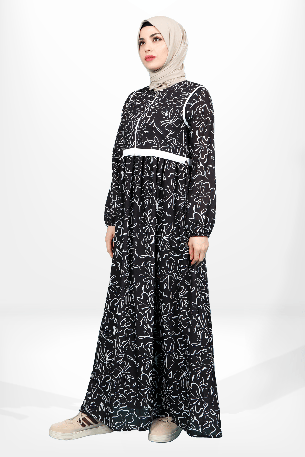 Beyza-5638 ELBİSE DESENLİ SİYAH