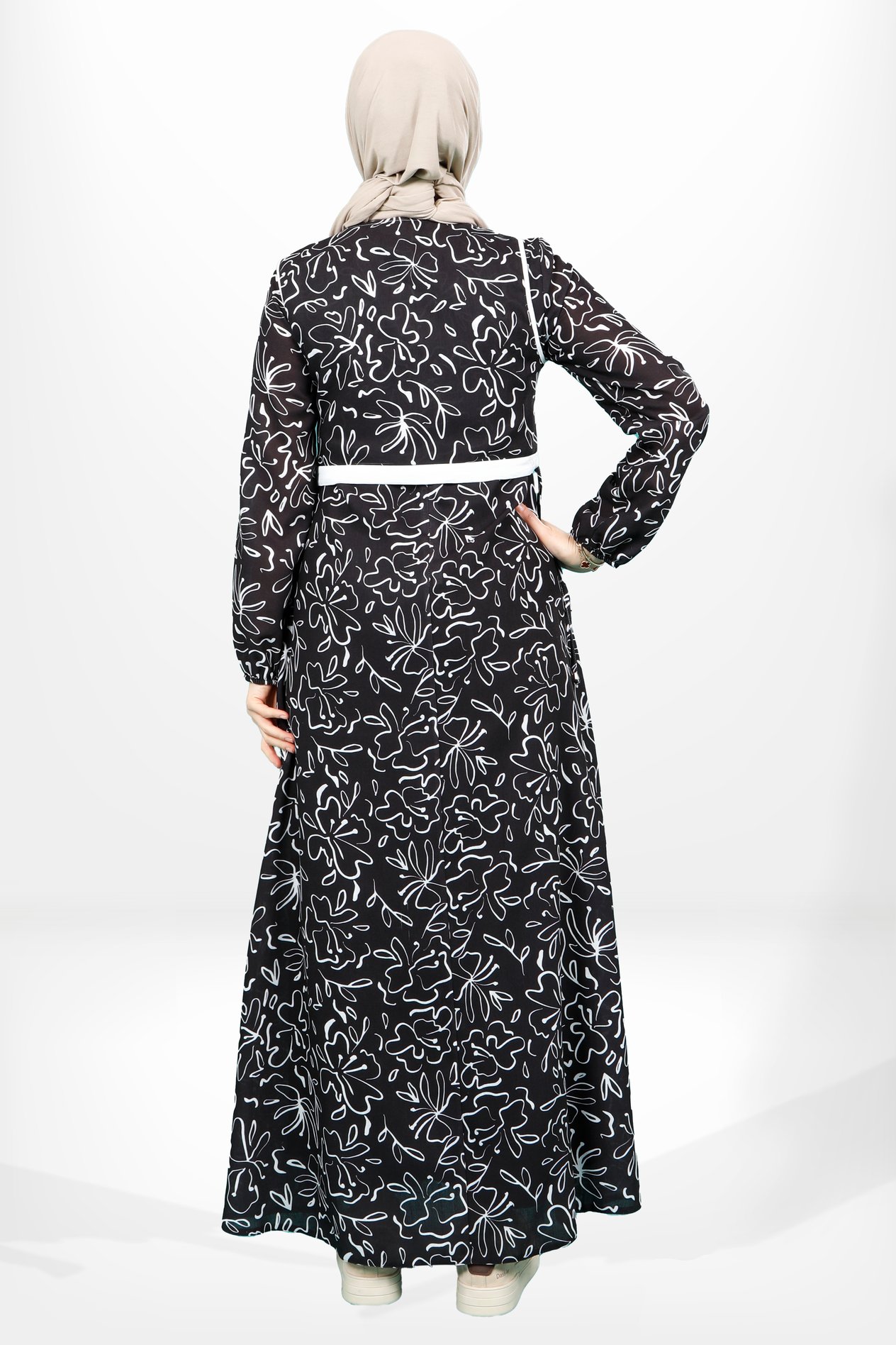 Beyza-5638 ELBİSE DESENLİ SİYAH