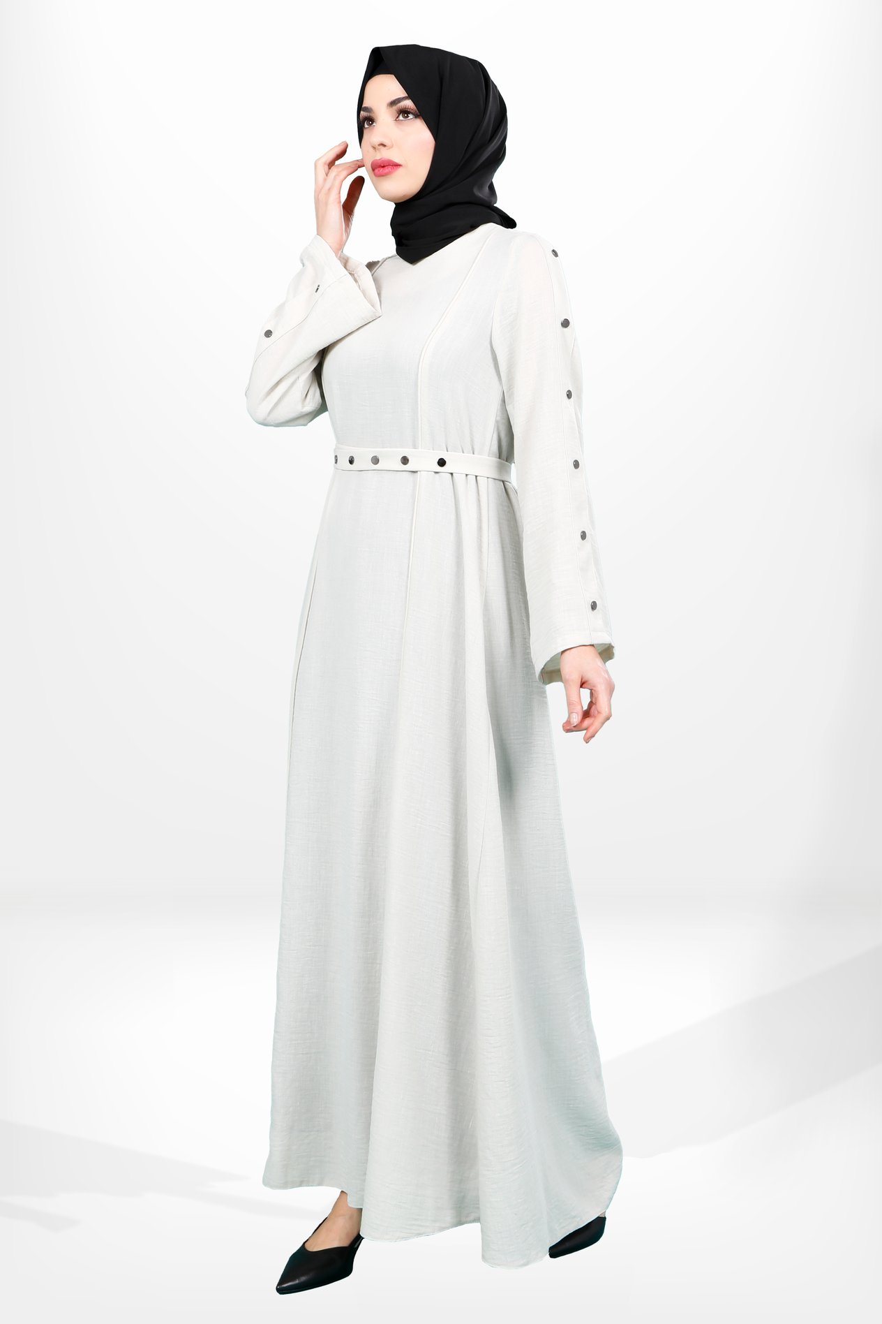 Beyza-5650 Çıtçıtlı Taşlı Tesettür Elbise