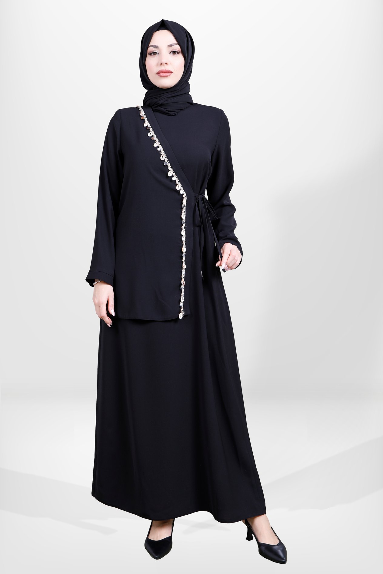 Beyza-5657 ELBİSE MİDYE SİYAH