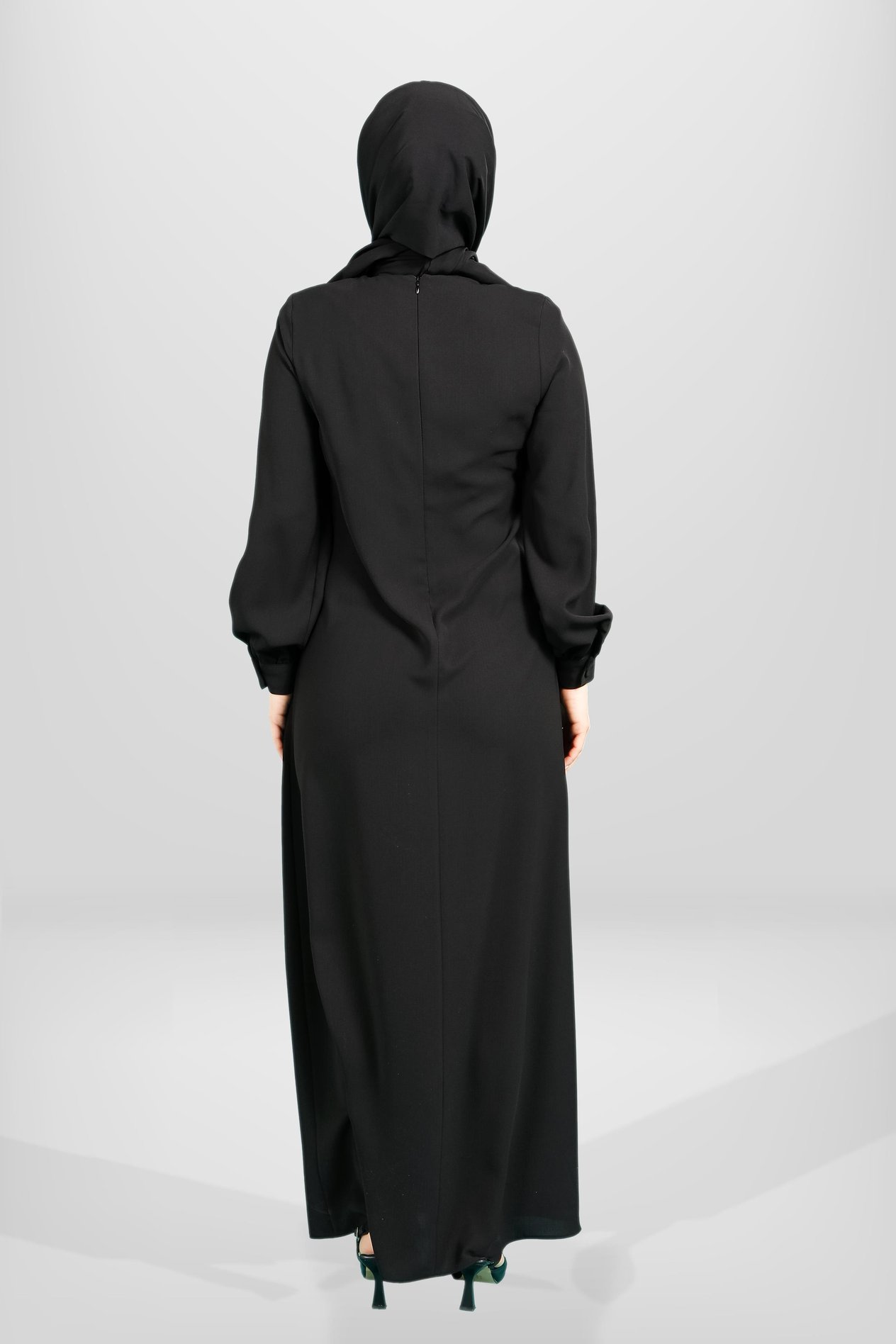 Beyza-5667 ELBİSE KUŞAKLI SİYAH