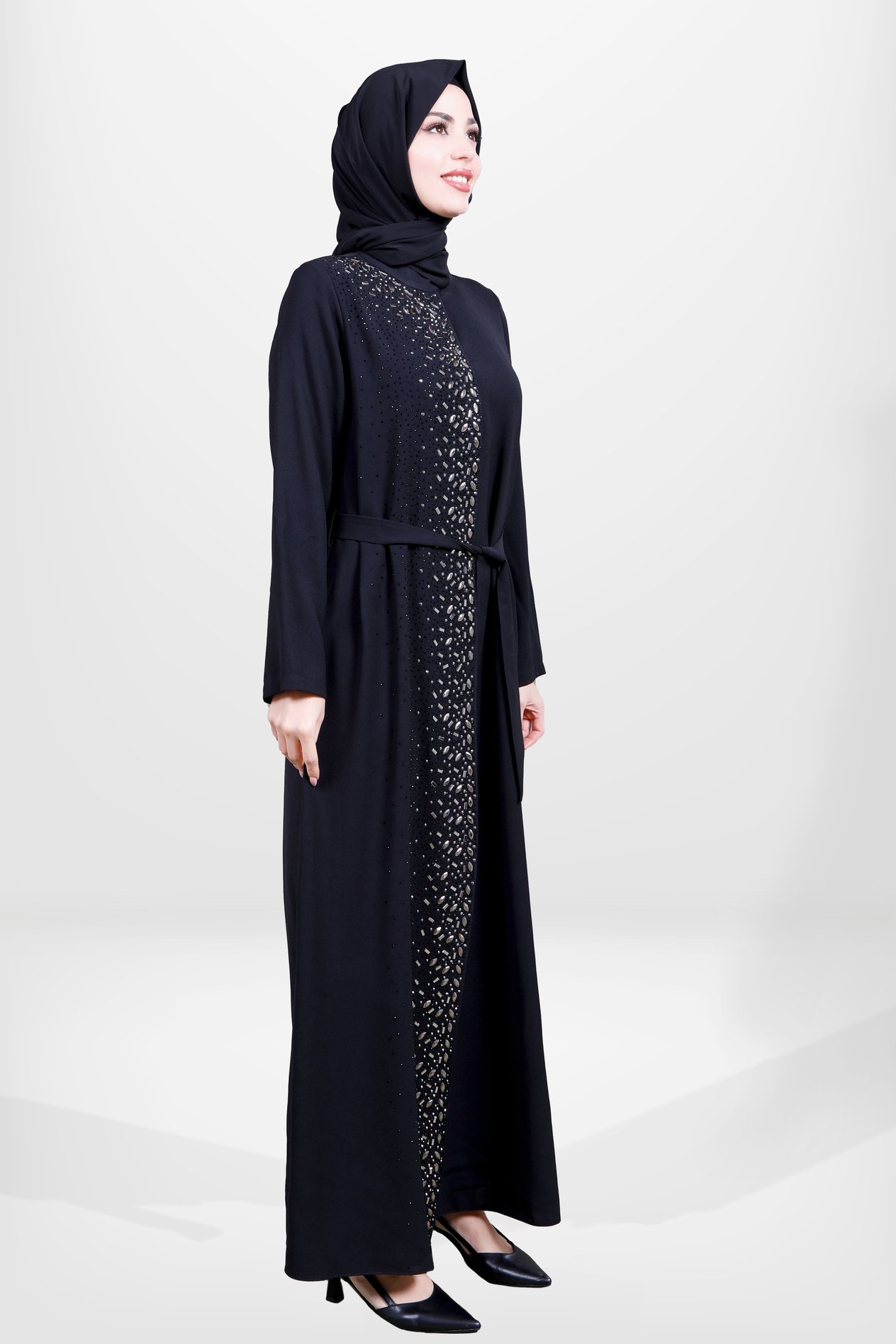 Beyza-5672 ELBİSE TAŞLI SİYAH