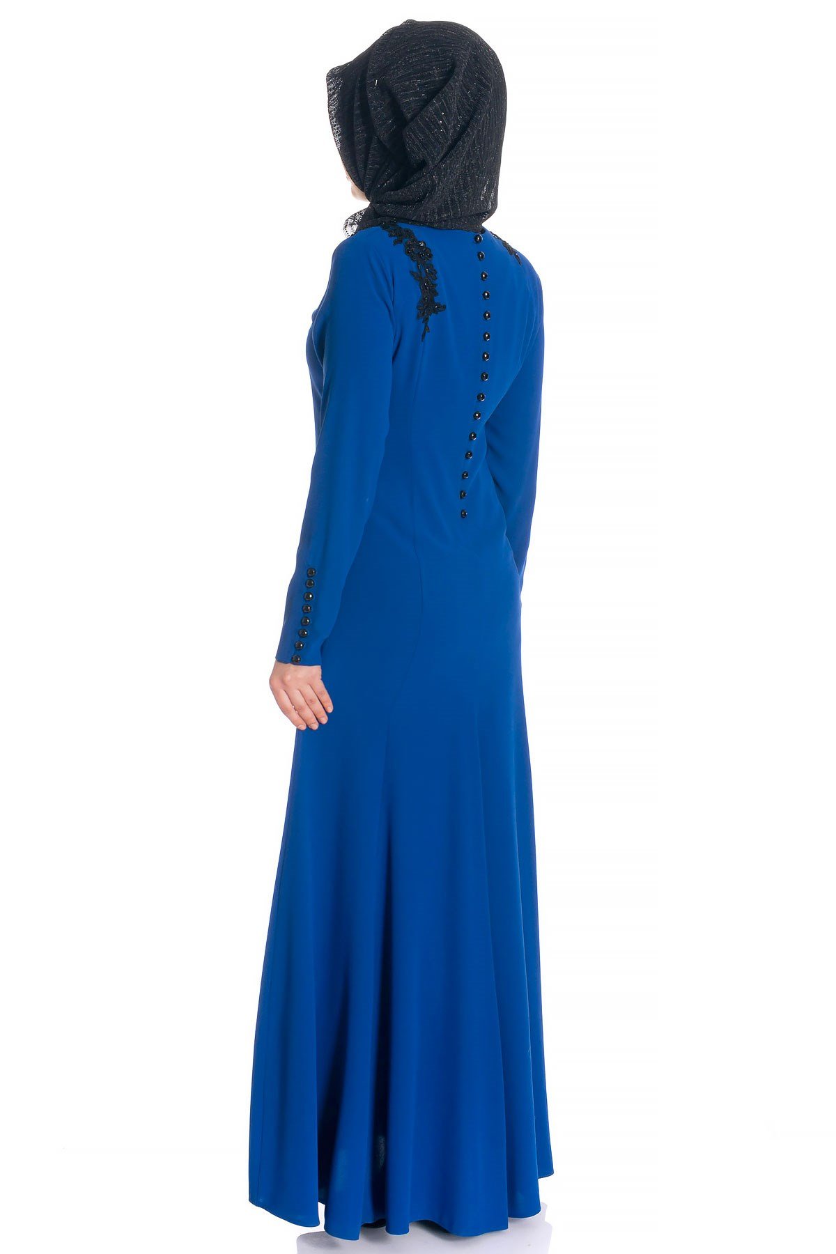 Beyza-Balık Saks Mavi Tesettür Abiye Elbise 490